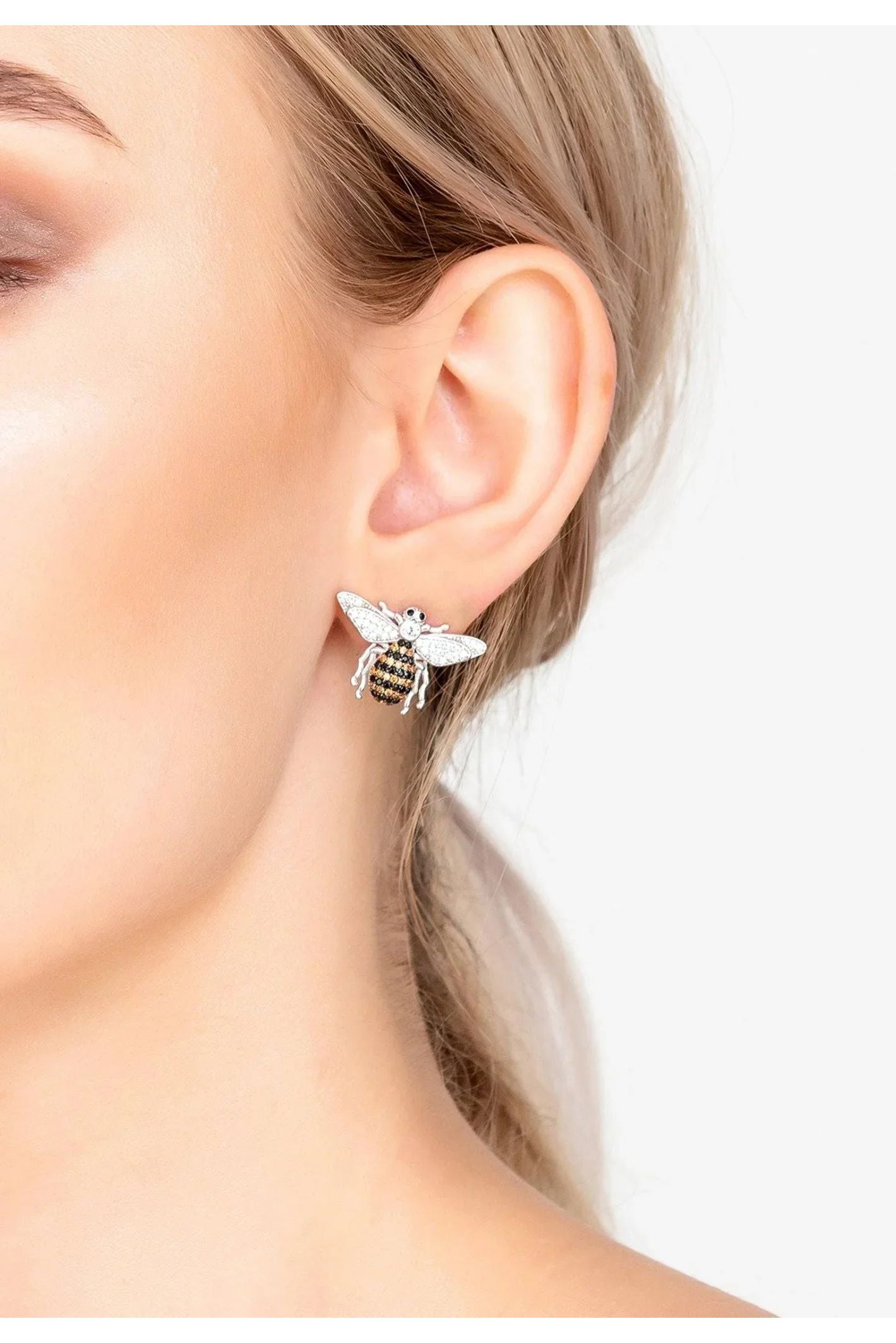 Honey Bee Stud Earrings Silver - LATELITA Earrings