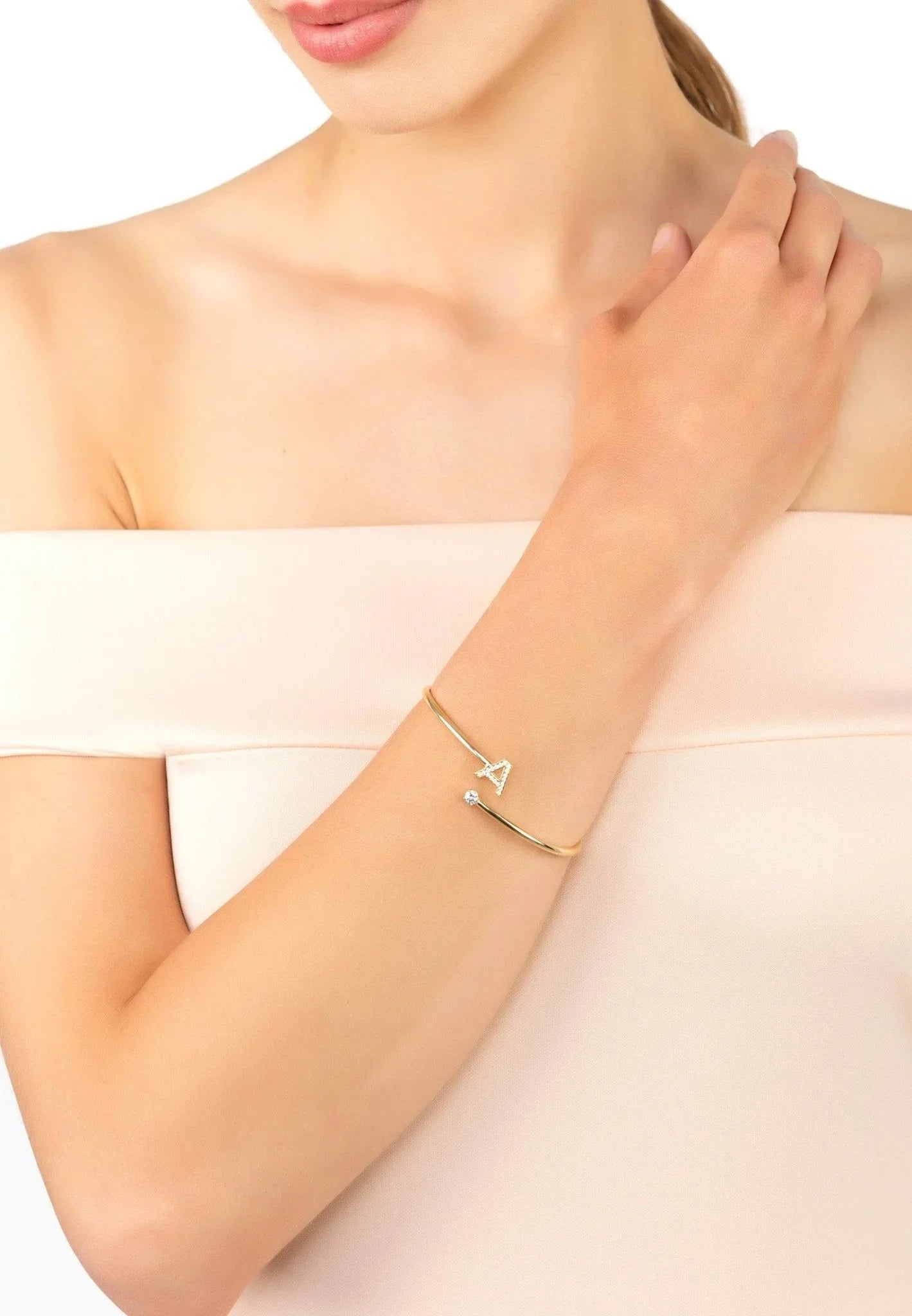 Initial Bangle Gold A - LATELITA Bracelets