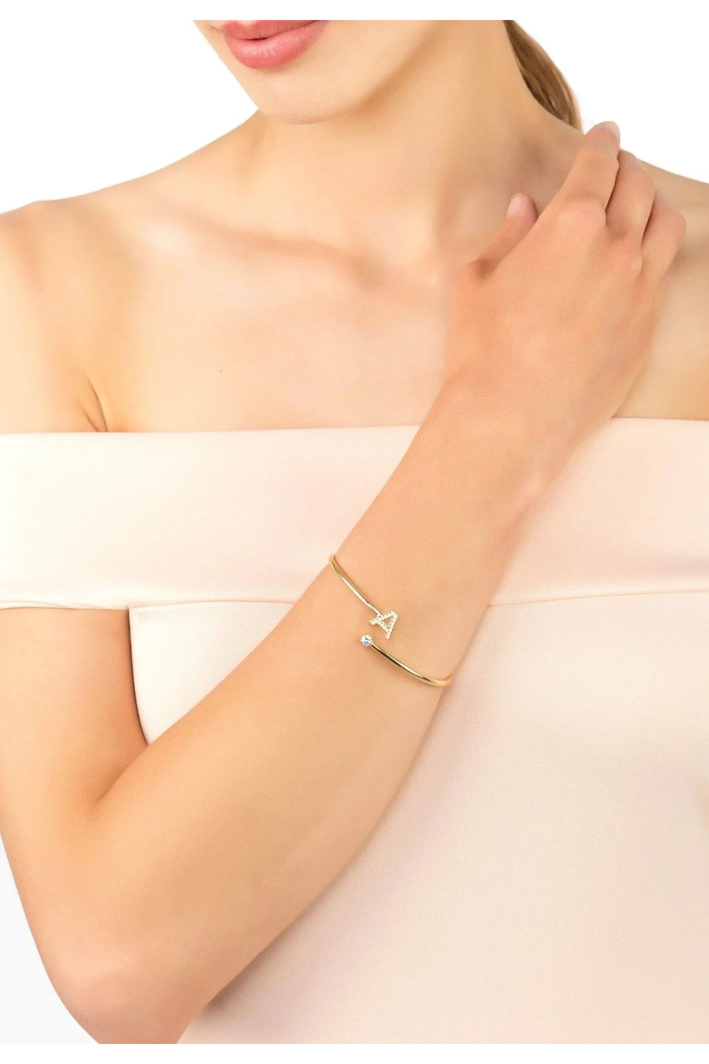 Initial Bangle Gold A - LATELITA Bracelets