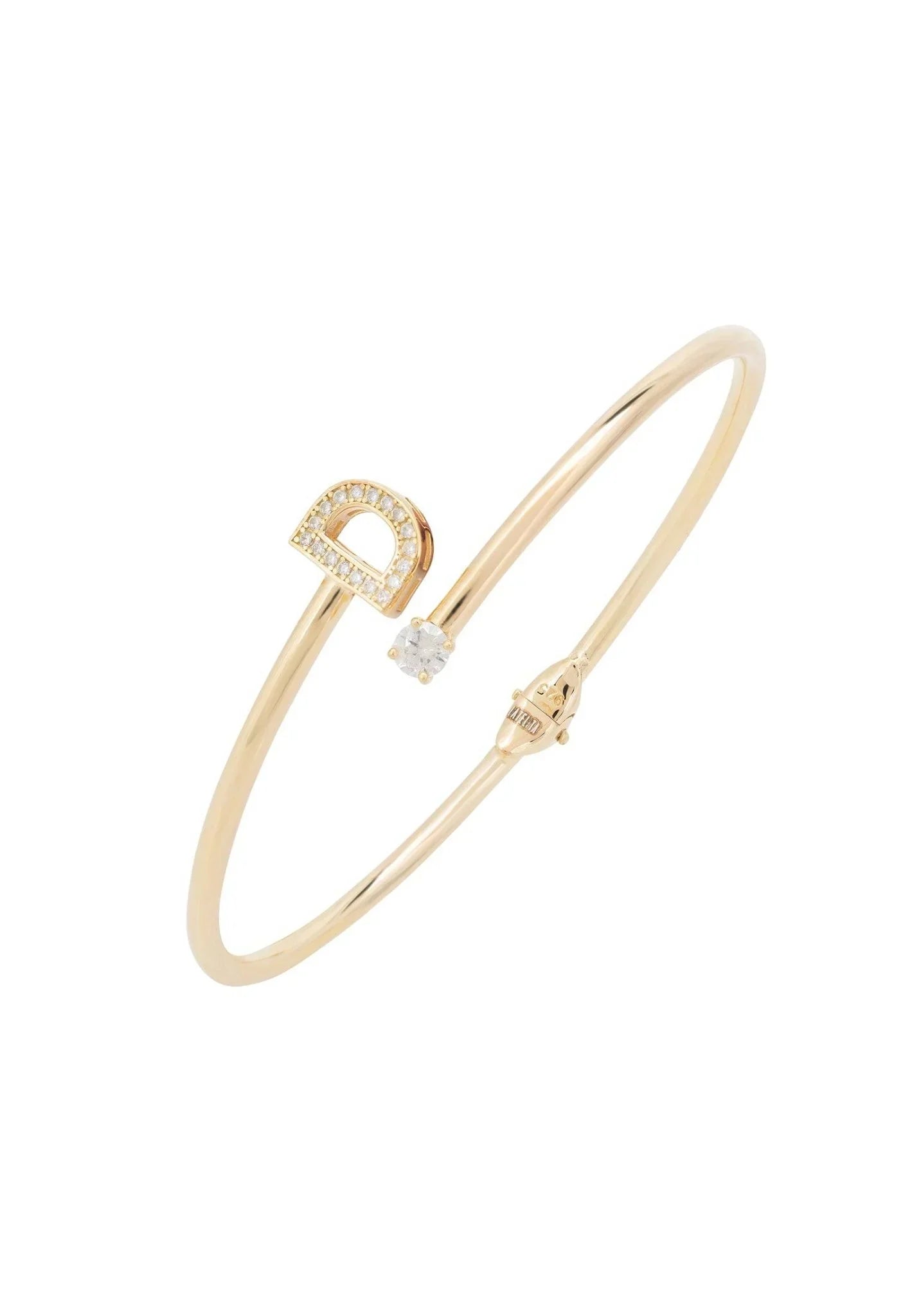 Initial Bangle Gold D - LATELITA Bracelets