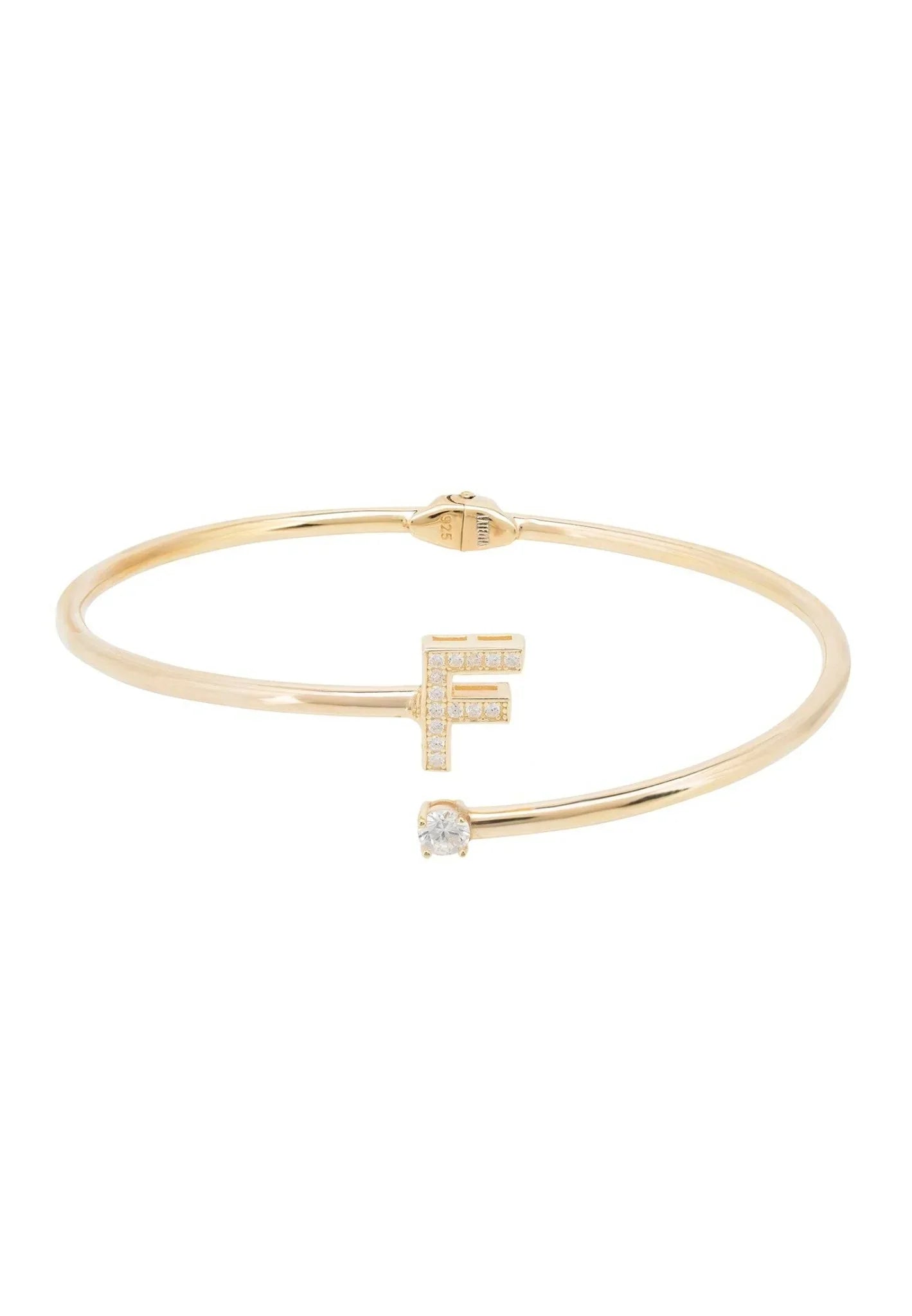 Initial Bangle Gold F - LATELITA Bracelets