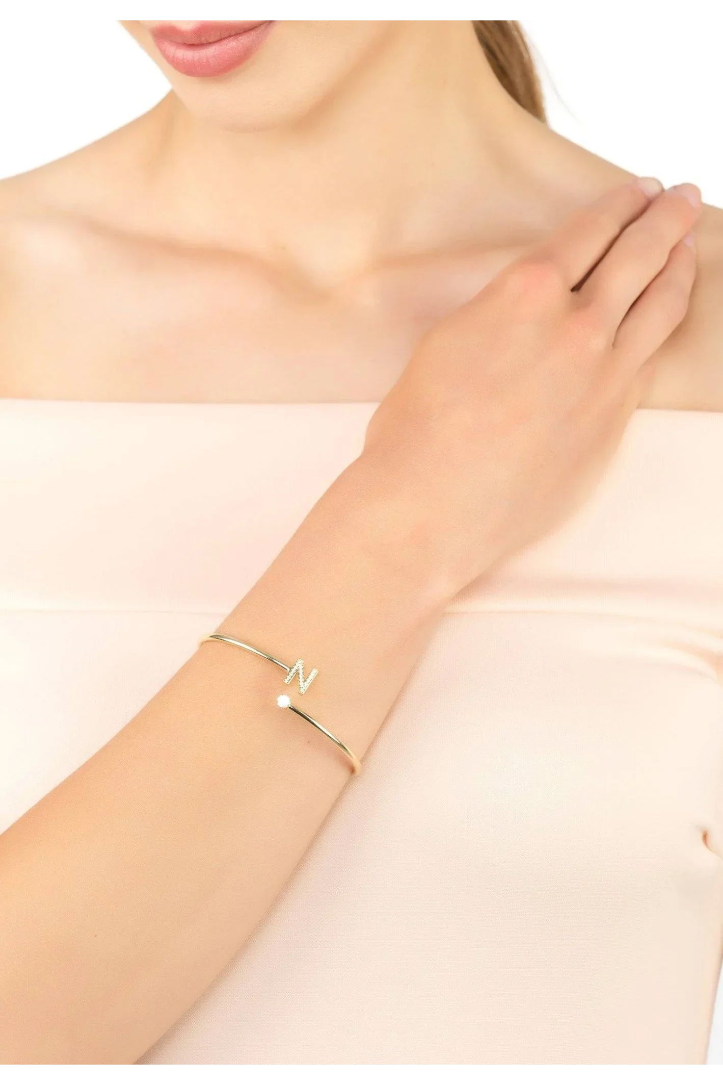Initial Bangle Gold N - LATELITA Bracelets