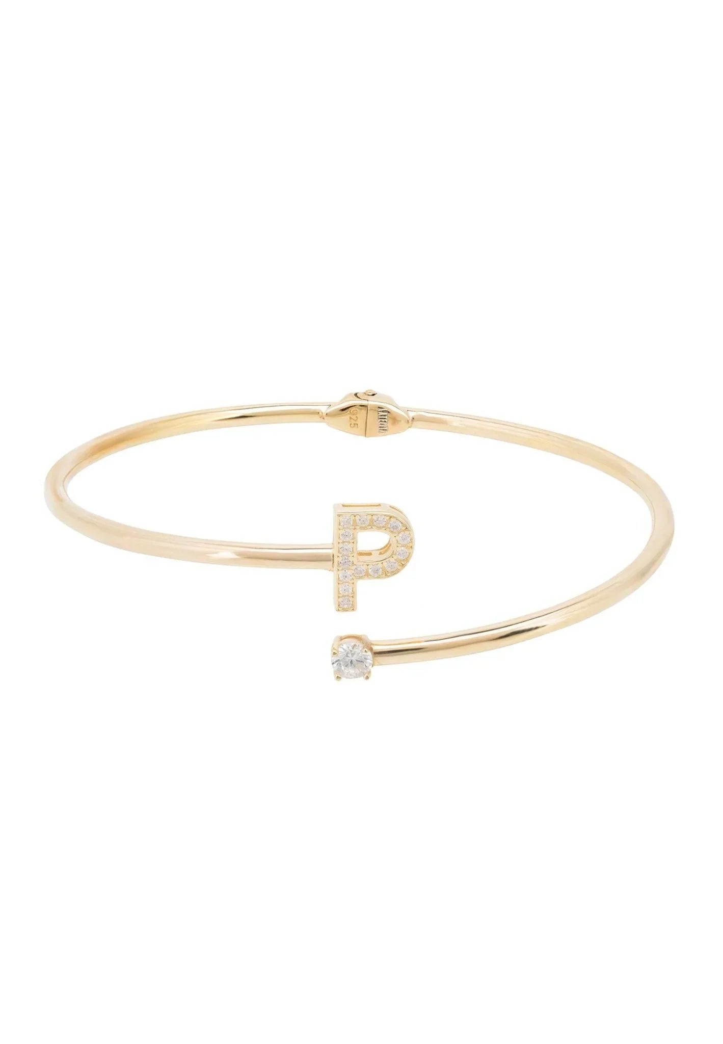 Initial Bangle Gold P - LATELITA Bracelets