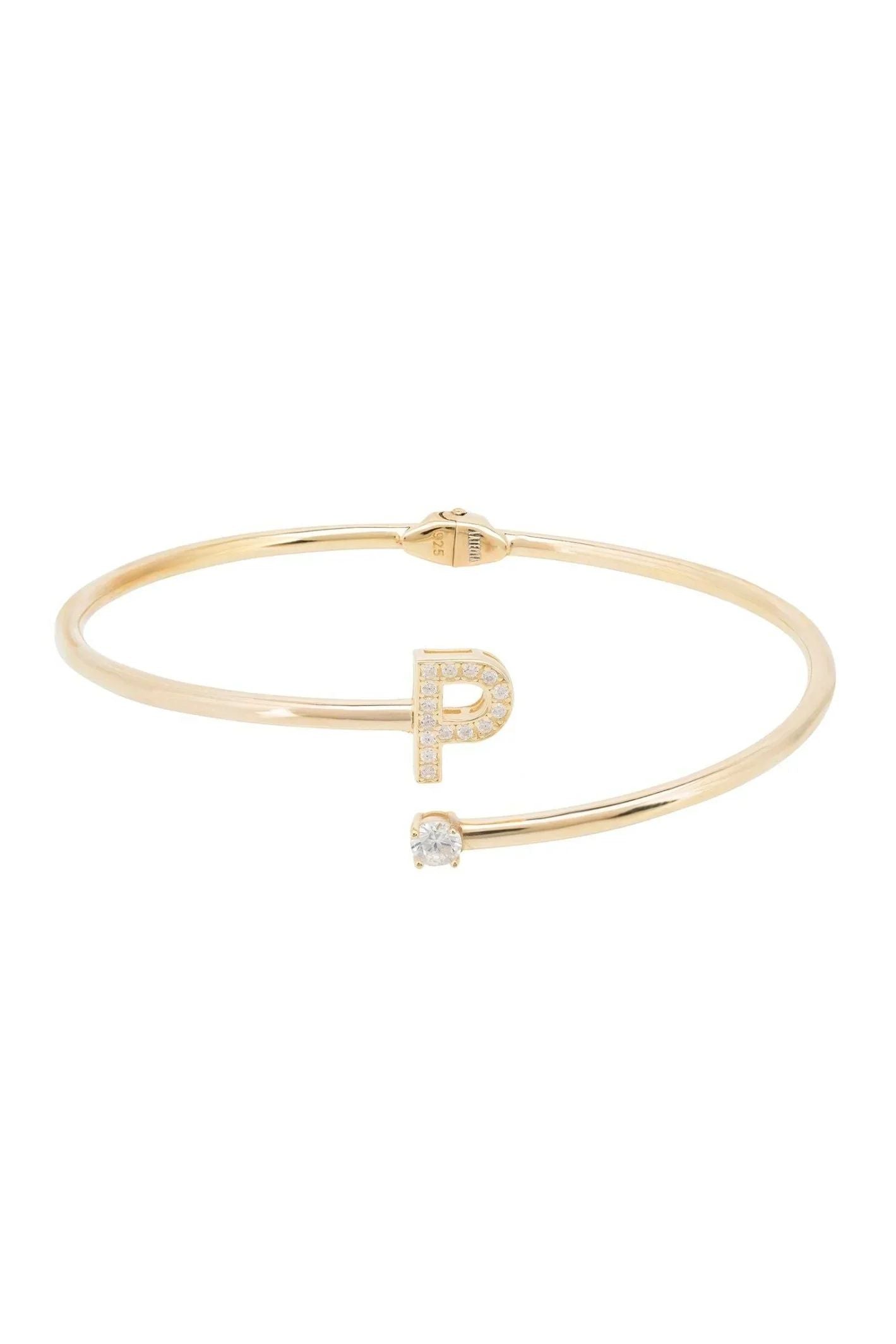 Initial Bangle Gold P - LATELITA Bracelets