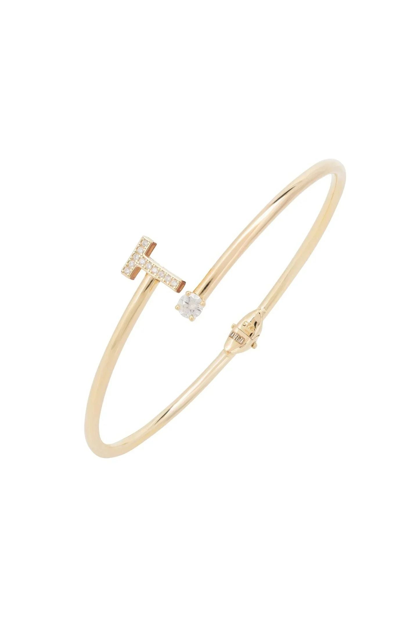 Initial Bangle Gold T - LATELITA Bracelets
