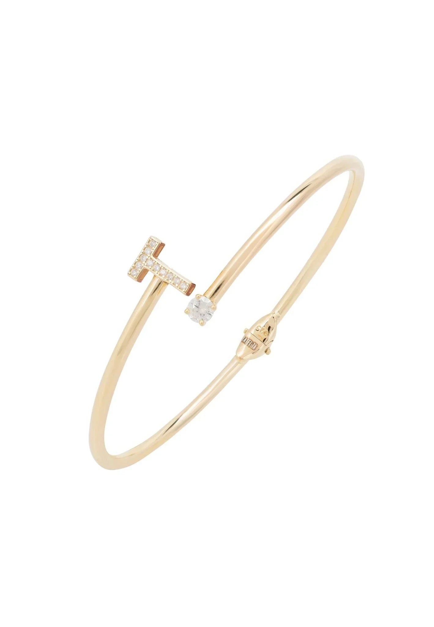 Initial Bangle Gold T - LATELITA Bracelets
