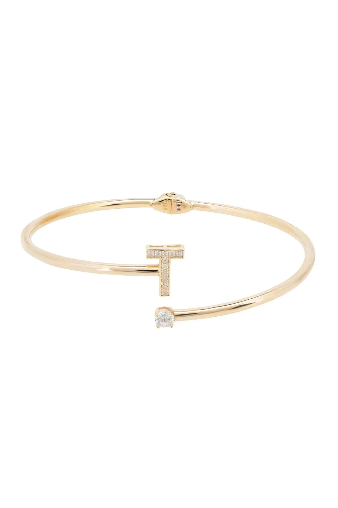 Initial Bangle Gold T - LATELITA Bracelets