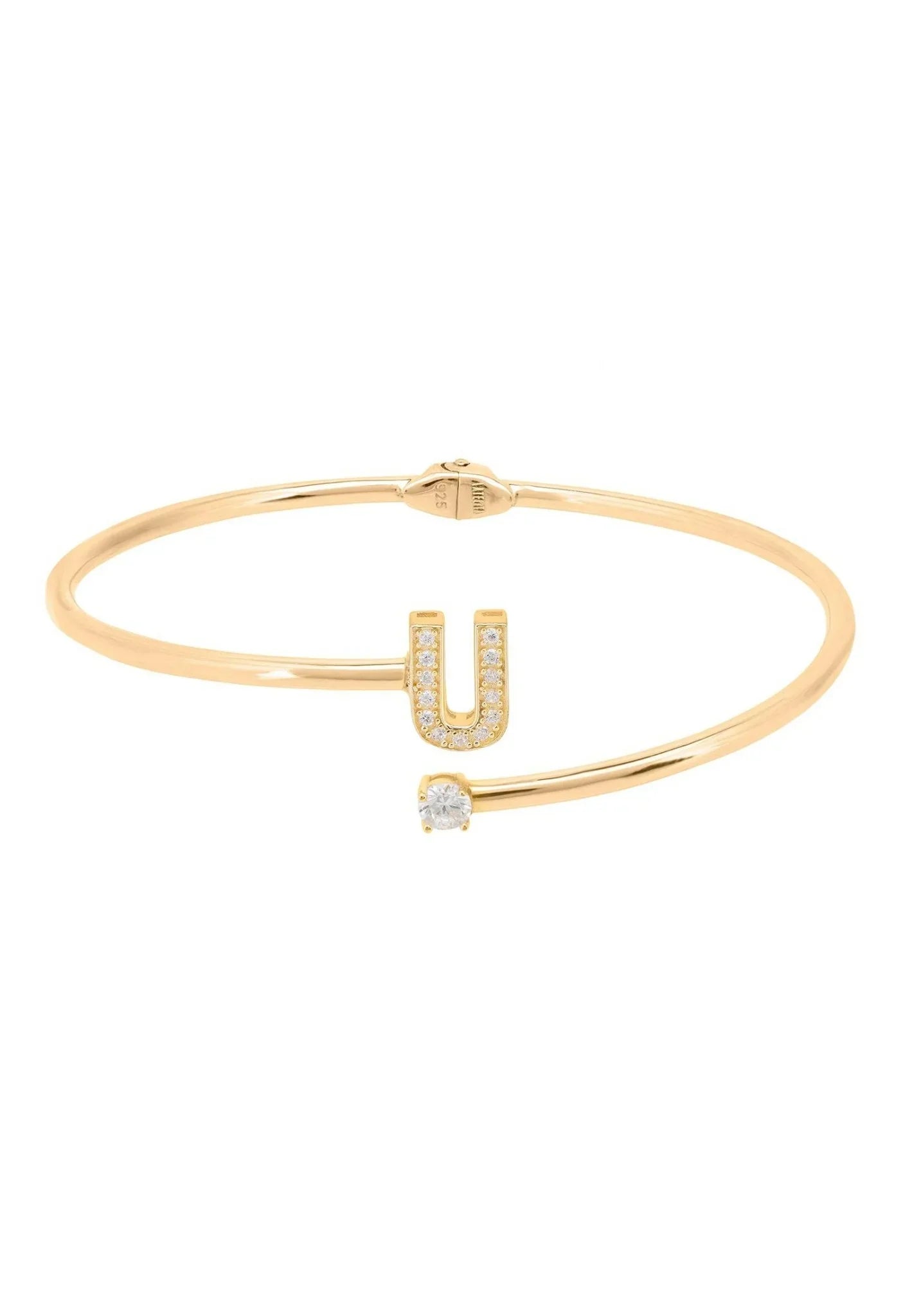 Initial Bangle Gold U - LATELITA Bracelets