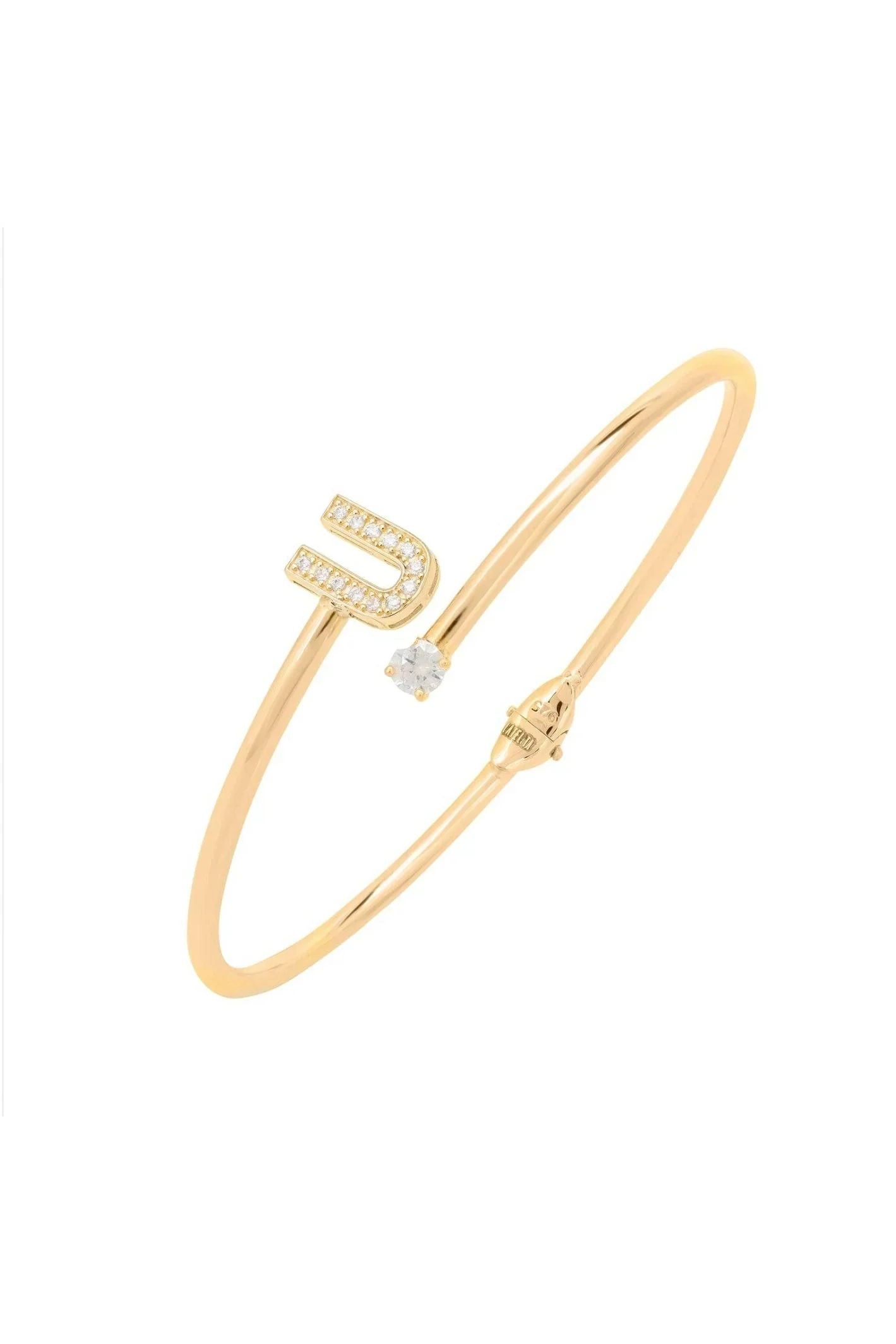 Initial Bangle Gold U - LATELITA Bracelets