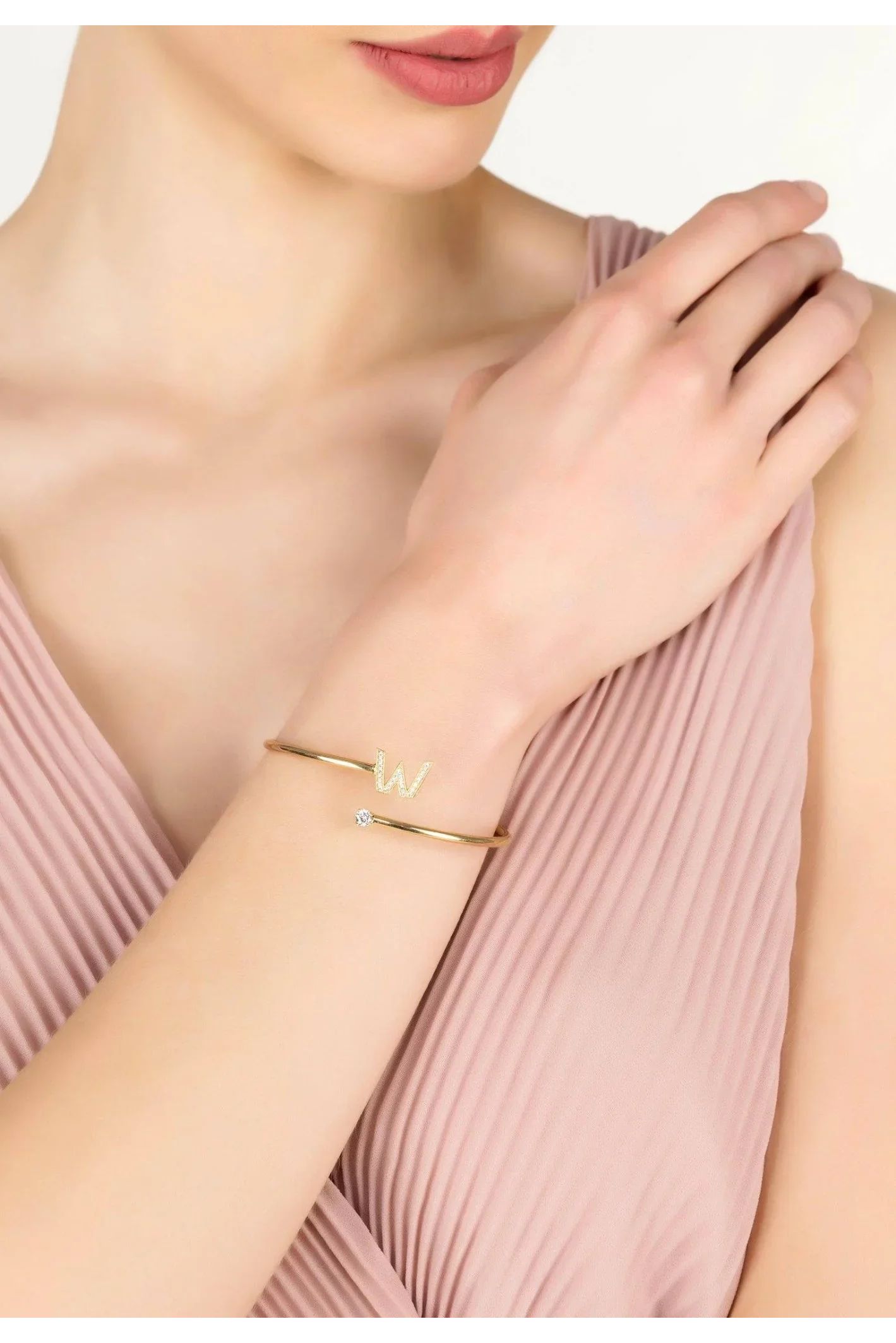 Initial Bangle Gold W - LATELITA Bracelets