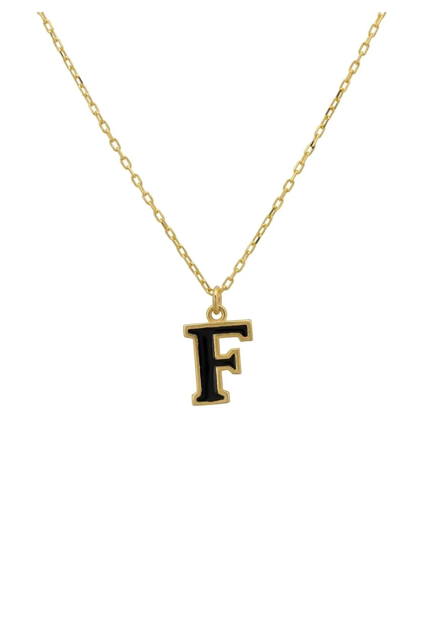 Initial Enamel Necklace Gold F - LATELITA Necklaces