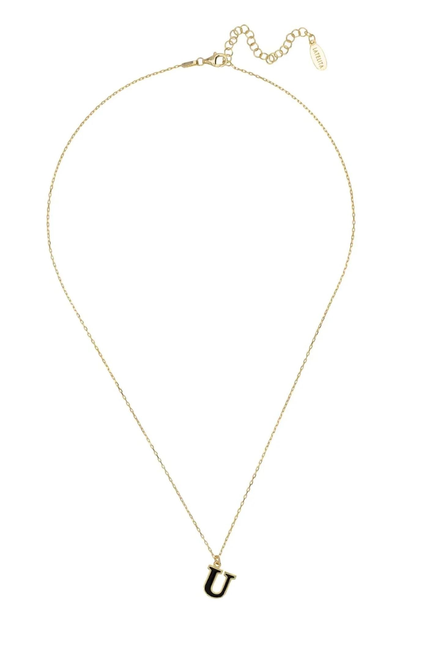 Initial Enamel Necklace Gold U - LATELITA Necklaces
