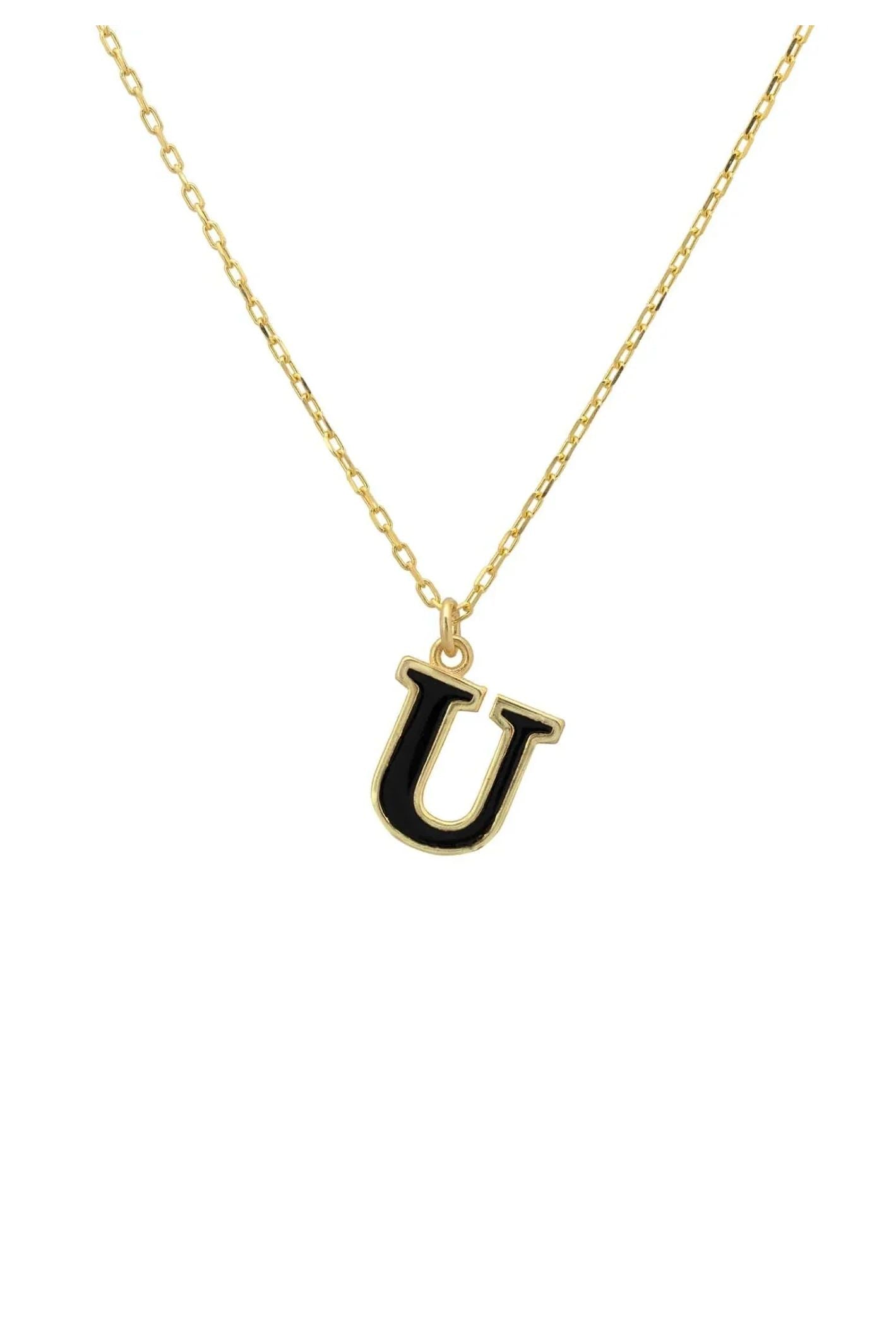 Initial Enamel Necklace Gold U - LATELITA Necklaces