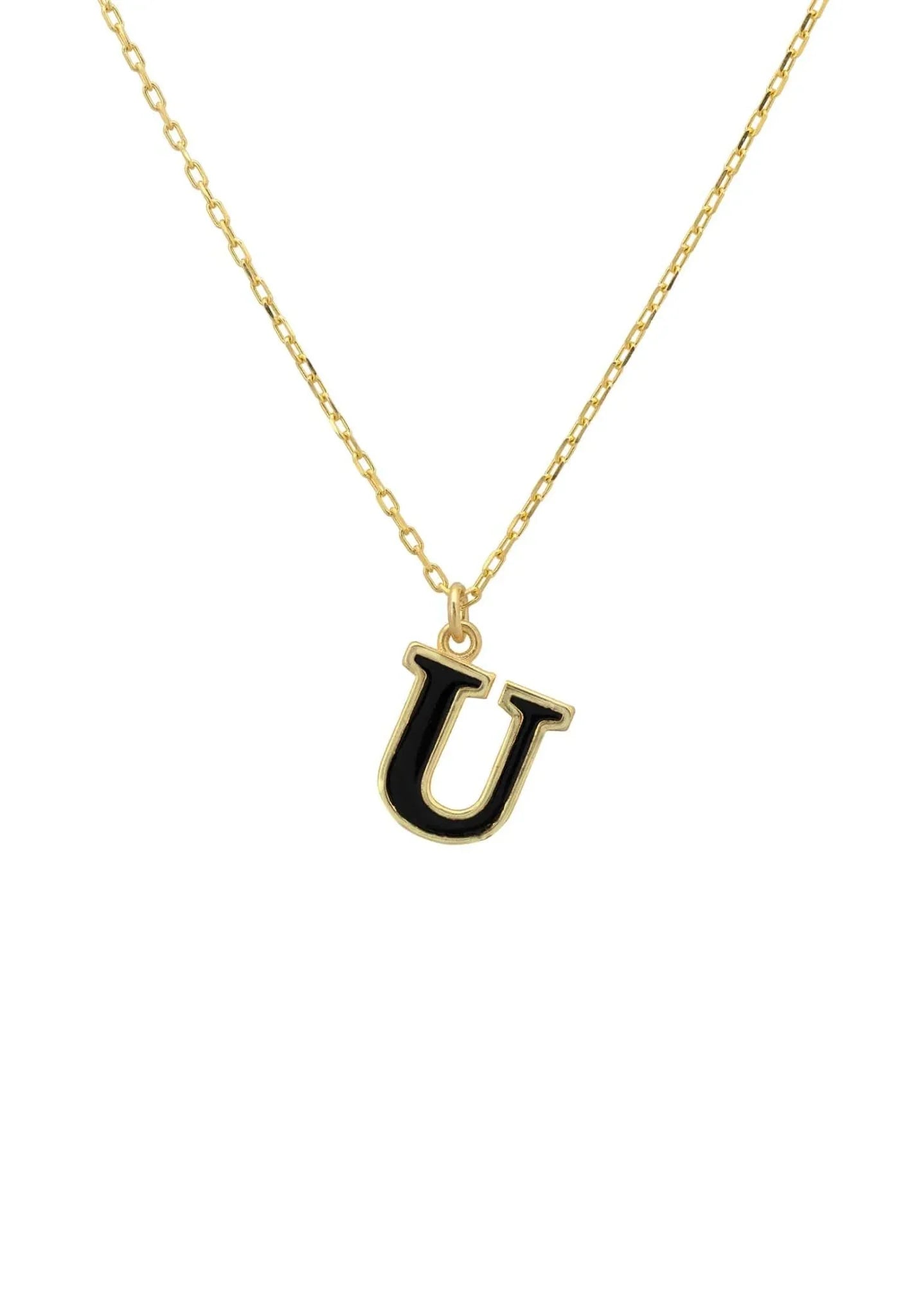 Initial Enamel Necklace Gold U - LATELITA Necklaces