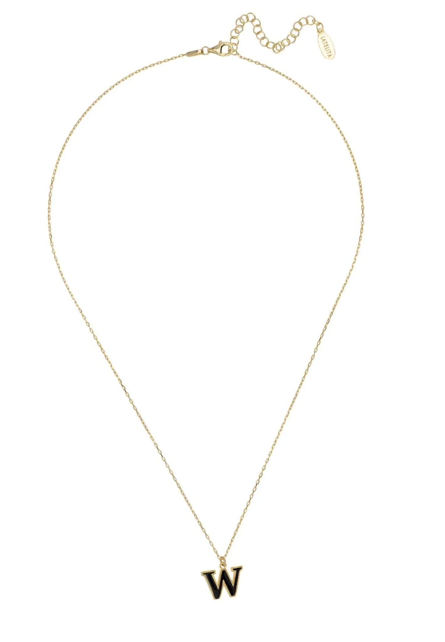 Initial Enamel Necklace Gold W - LATELITA Necklaces