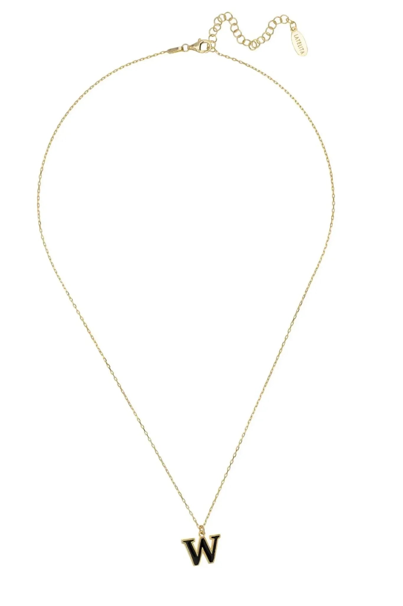 Initial Enamel Necklace Gold W - LATELITA Necklaces