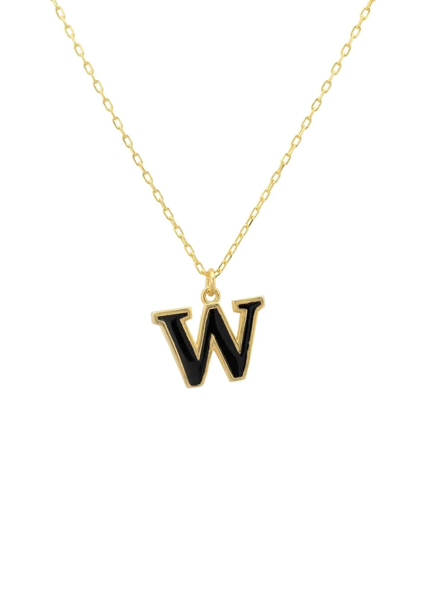 Initial Enamel Necklace Gold W - LATELITA Necklaces