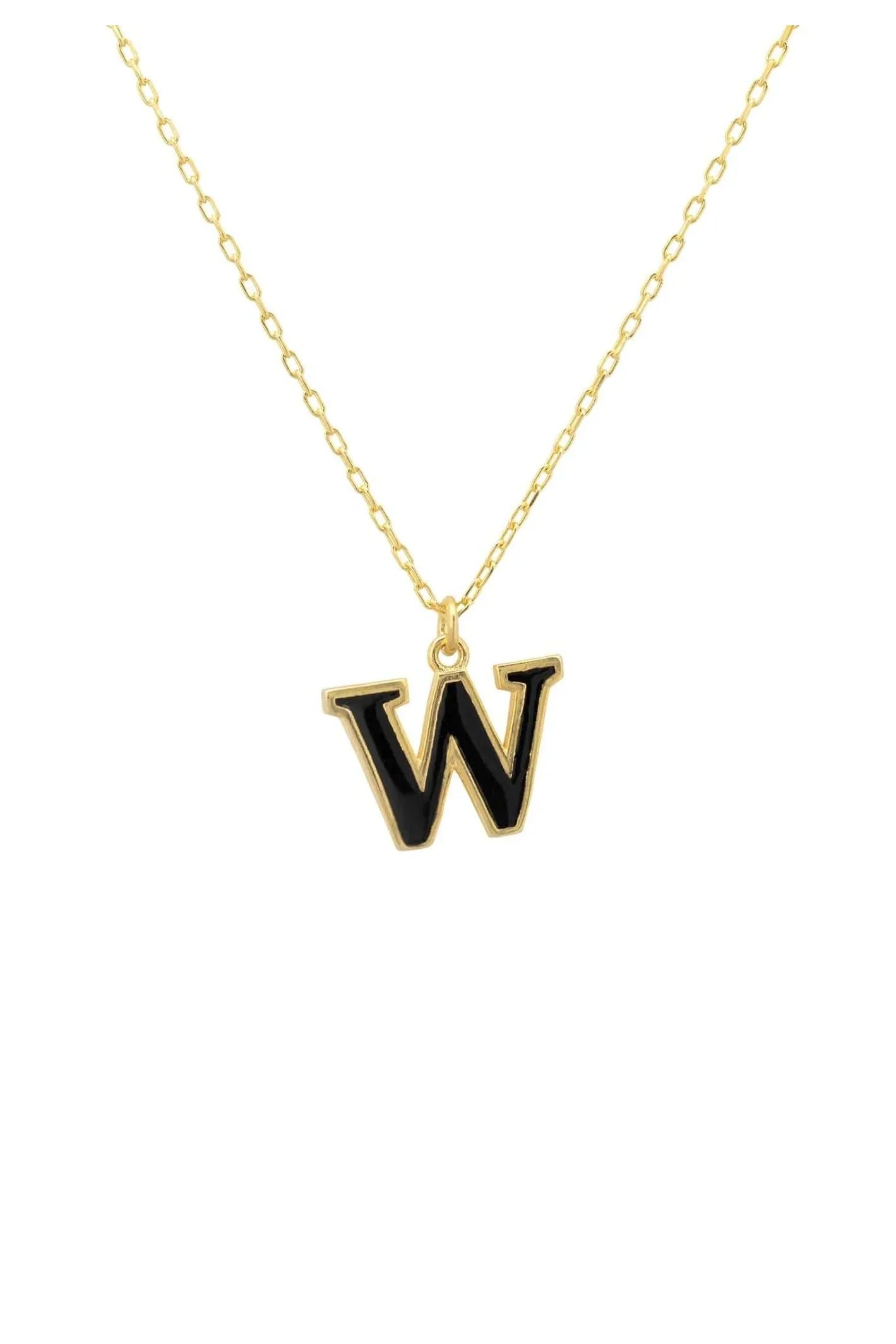 Initial Enamel Necklace Gold W - LATELITA Necklaces