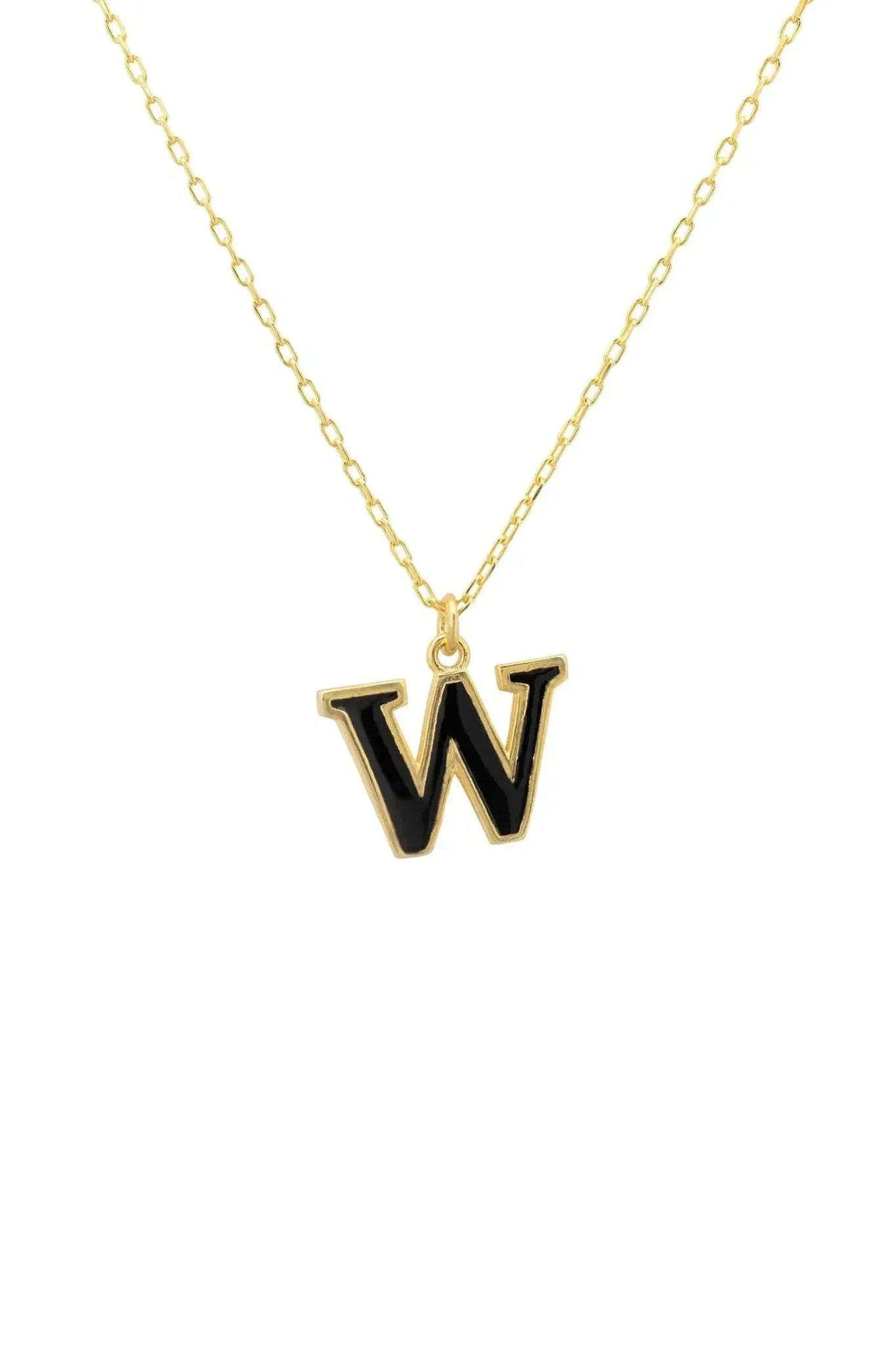 Initial Enamel Necklace Gold W - LATELITA Necklaces