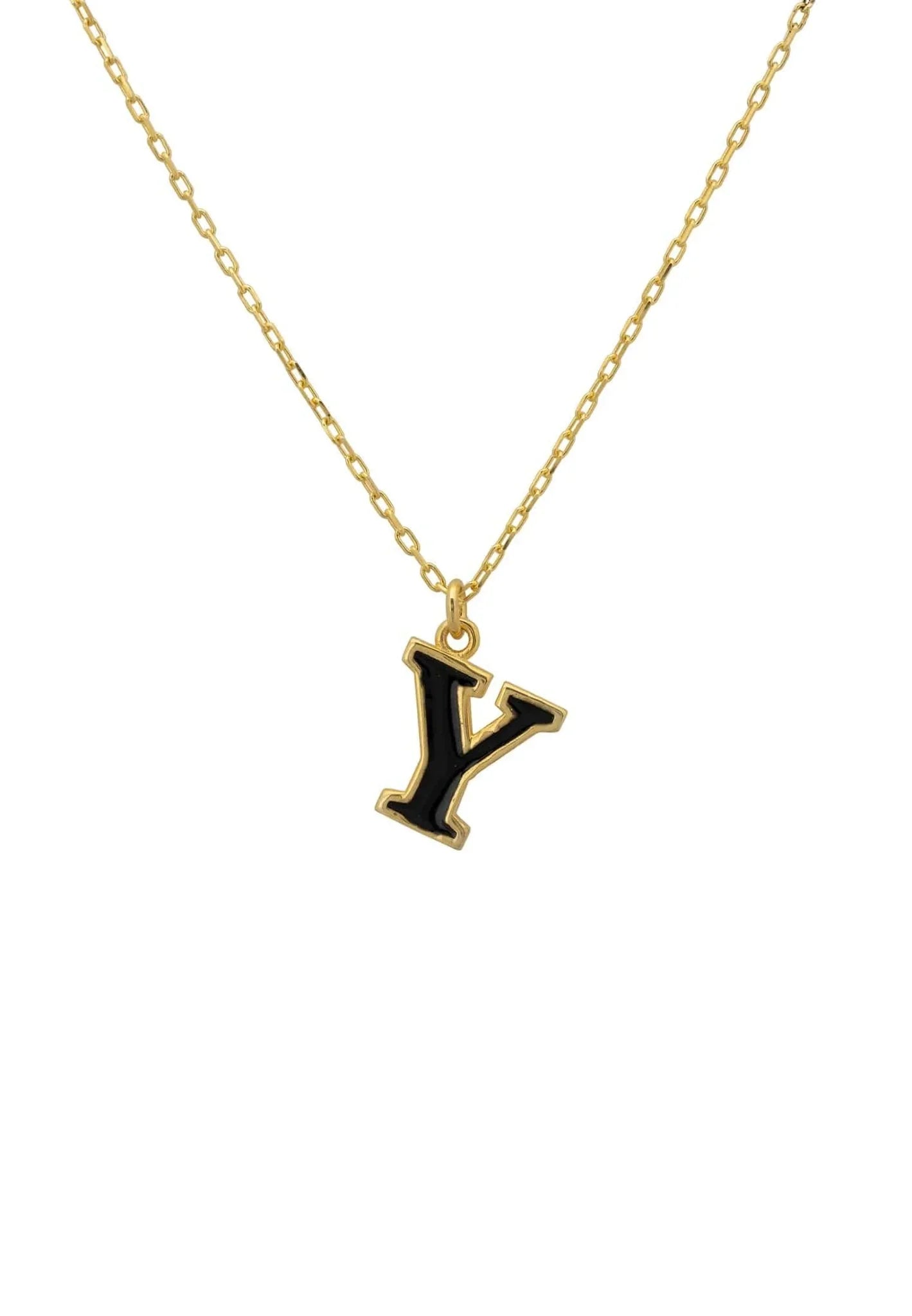 Initial Enamel Necklace Gold Y - LATELITA Necklaces