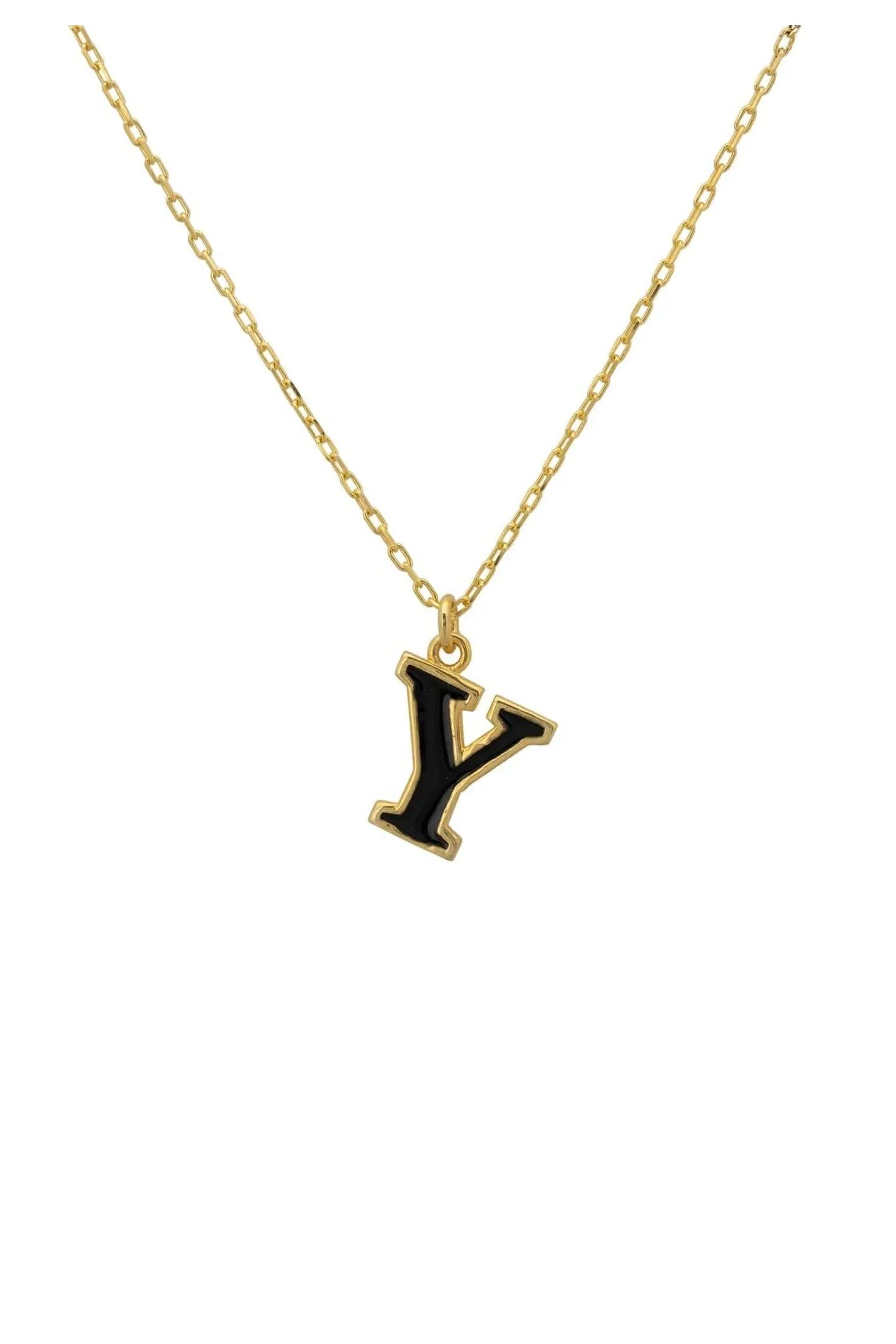 Initial Enamel Necklace Gold Y - LATELITA Necklaces