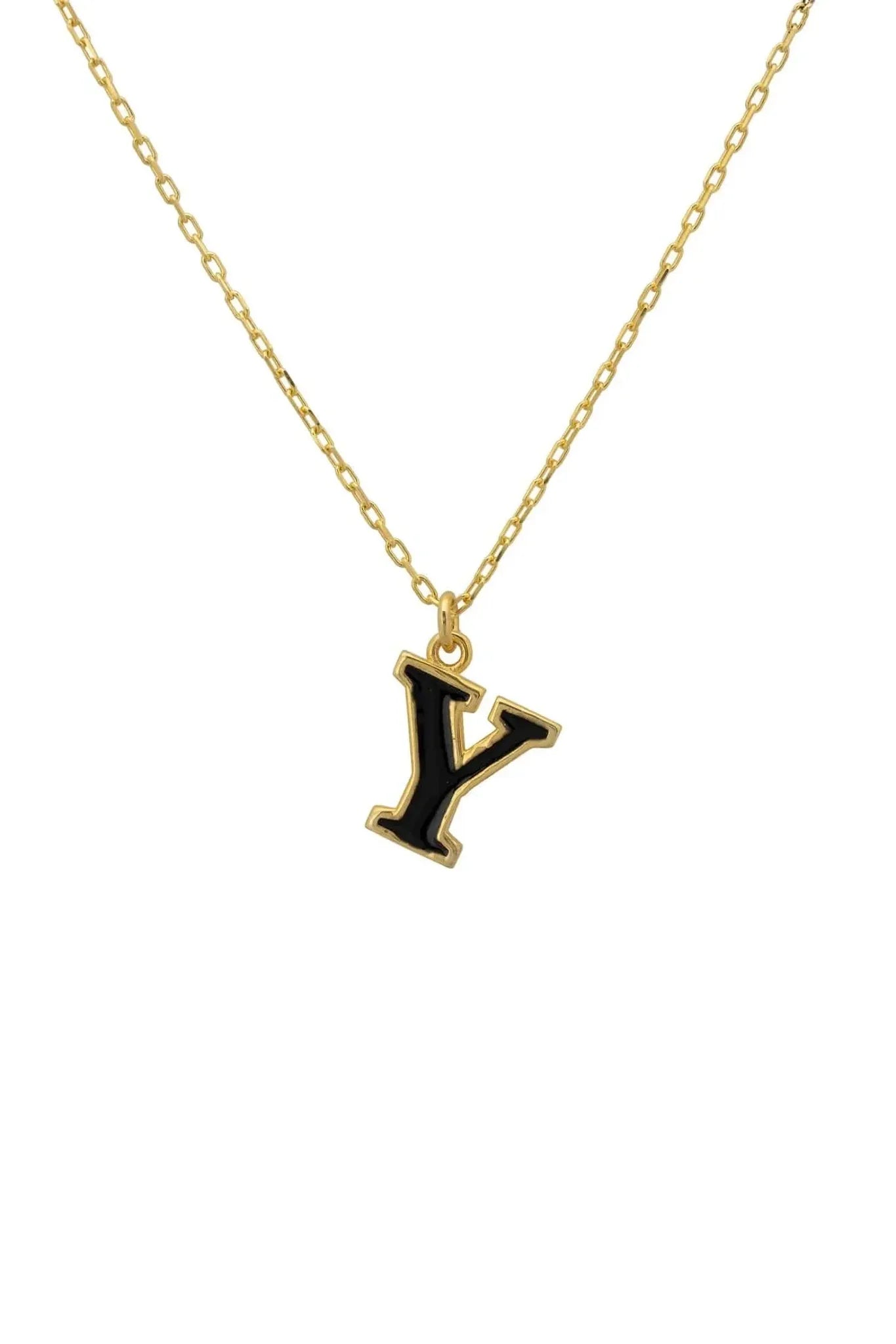 Initial Enamel Necklace Gold Y - LATELITA Necklaces