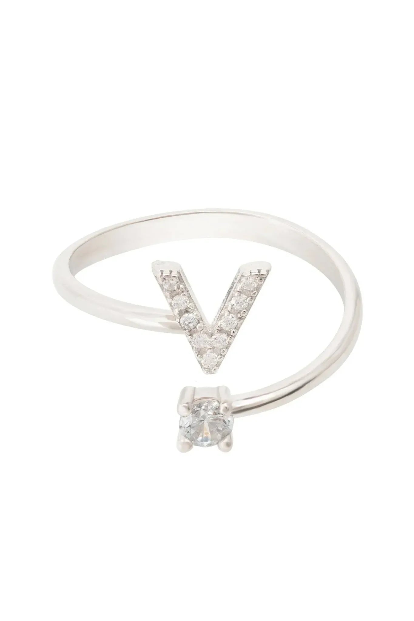 Initial Ring Silver V - LATELITA Rings