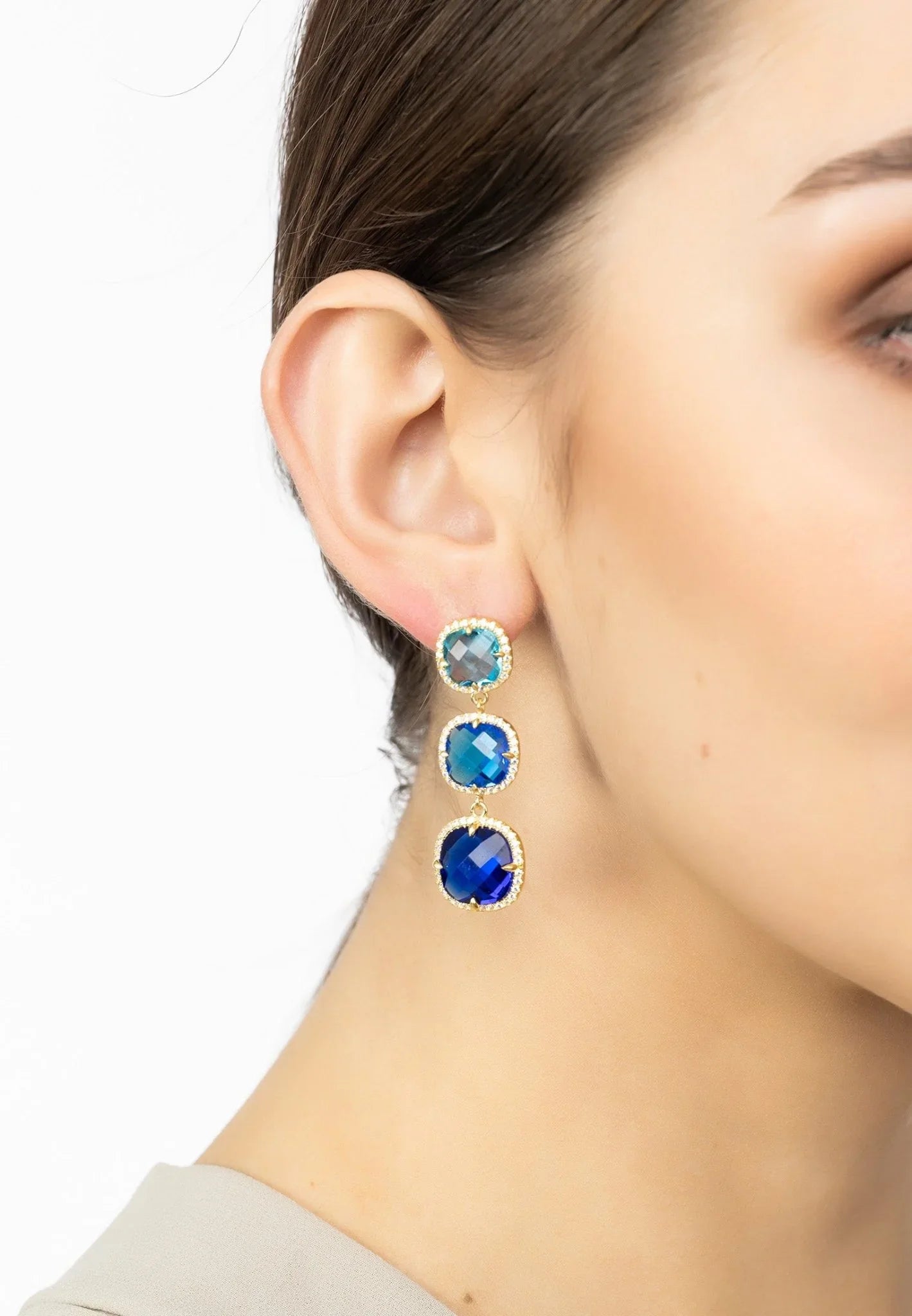 Knightsbridge Earrings Gold Blues - LATELITA Earrings
