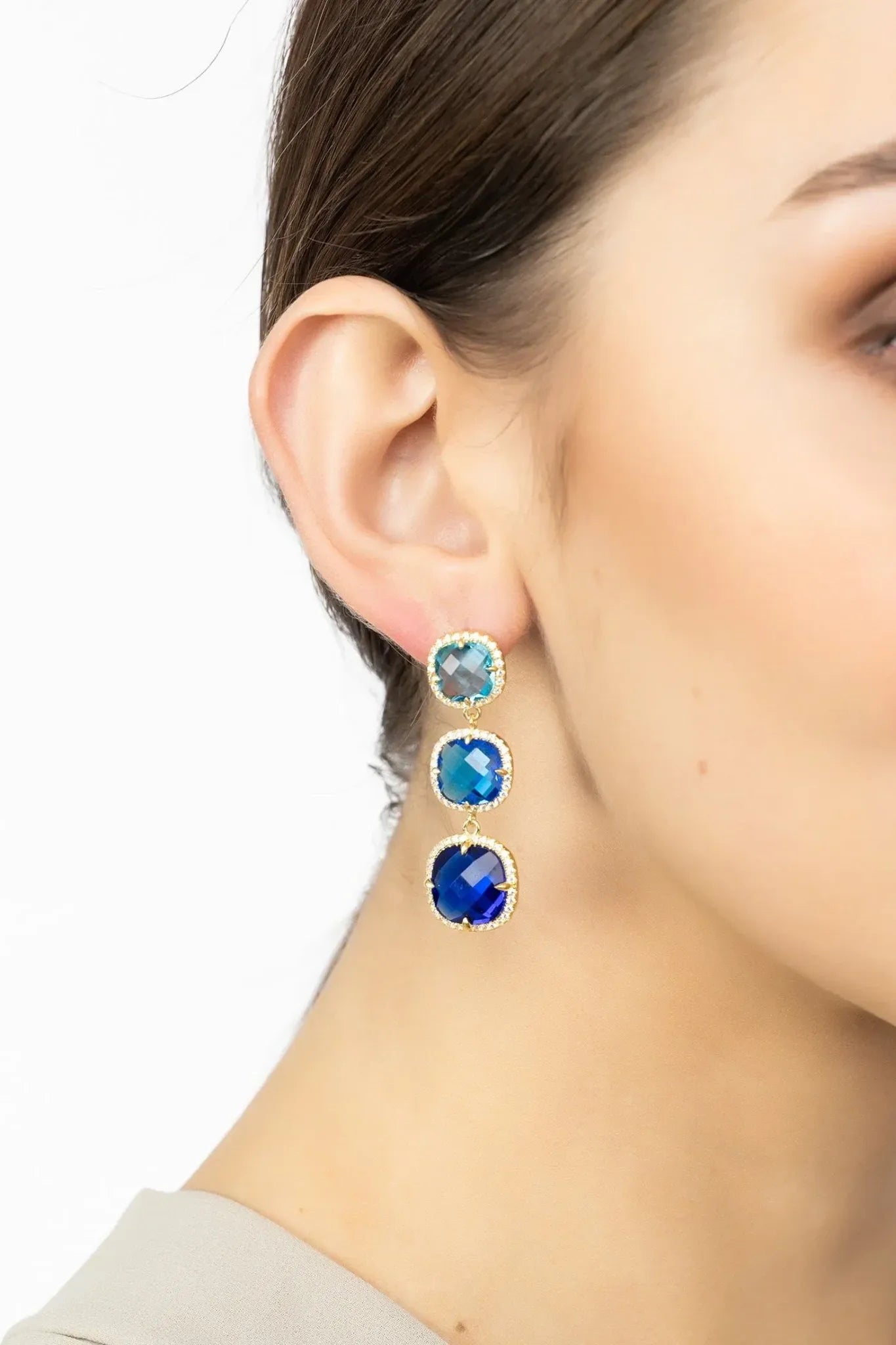 Knightsbridge Earrings Gold Blues - LATELITA Earrings
