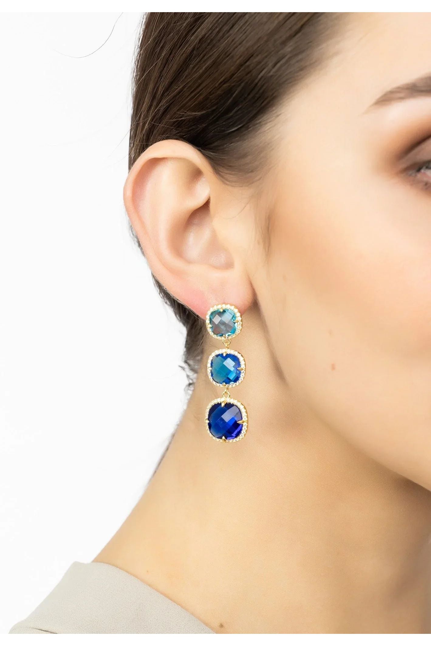 Knightsbridge Earrings Gold Blues - LATELITA Earrings