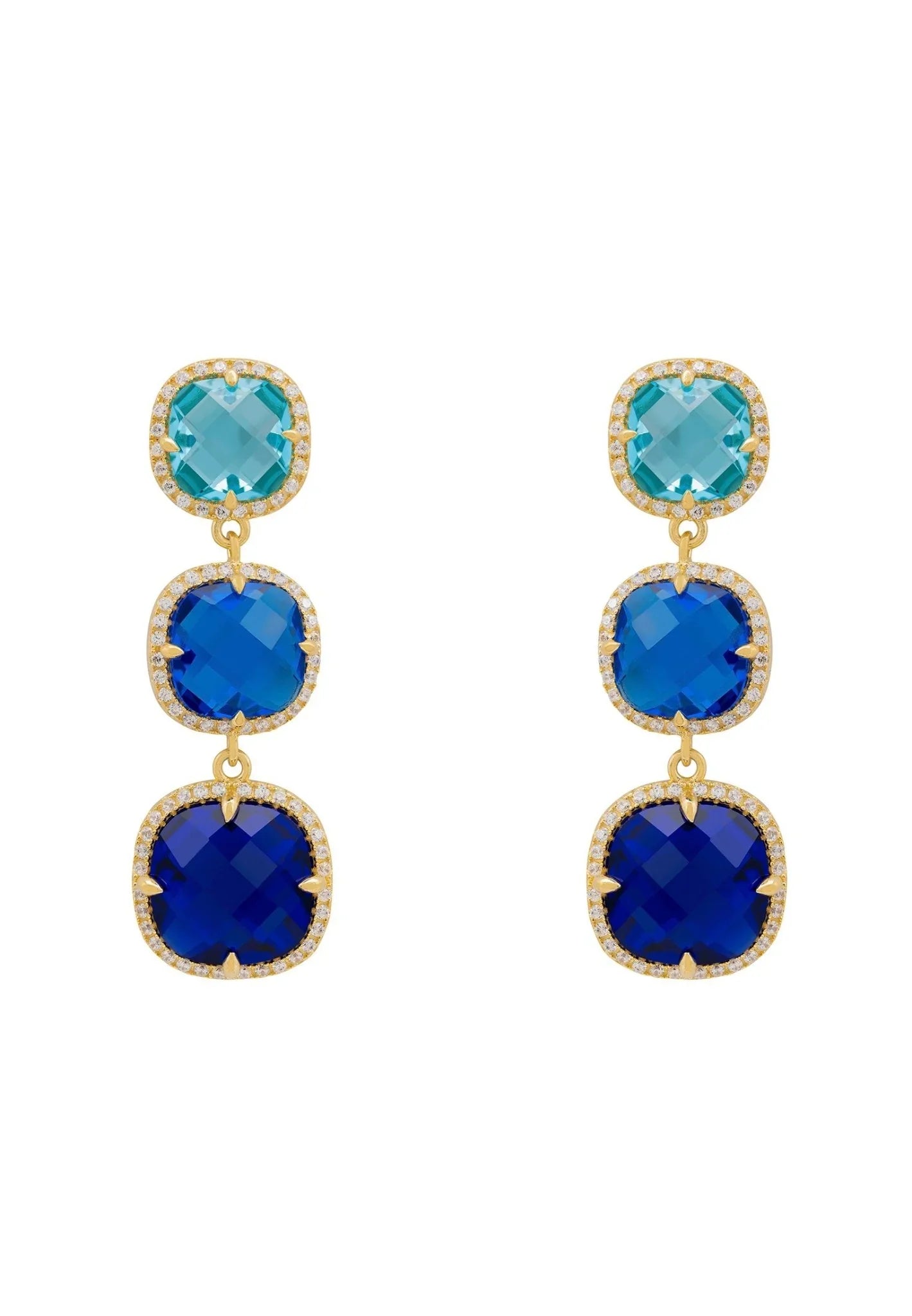 Knightsbridge Earrings Gold Blues - LATELITA Earrings