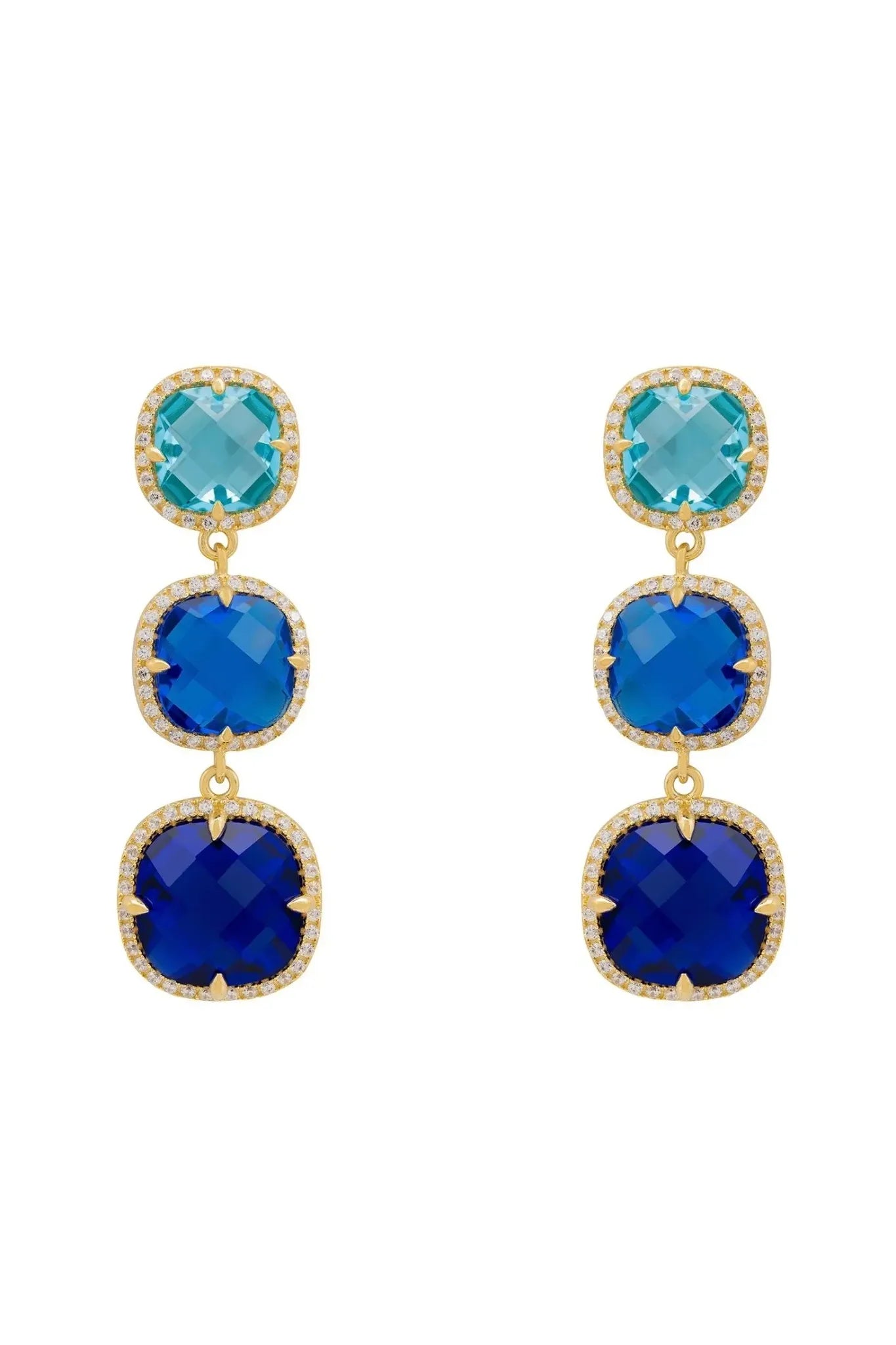 Knightsbridge Earrings Gold Blues - LATELITA Earrings