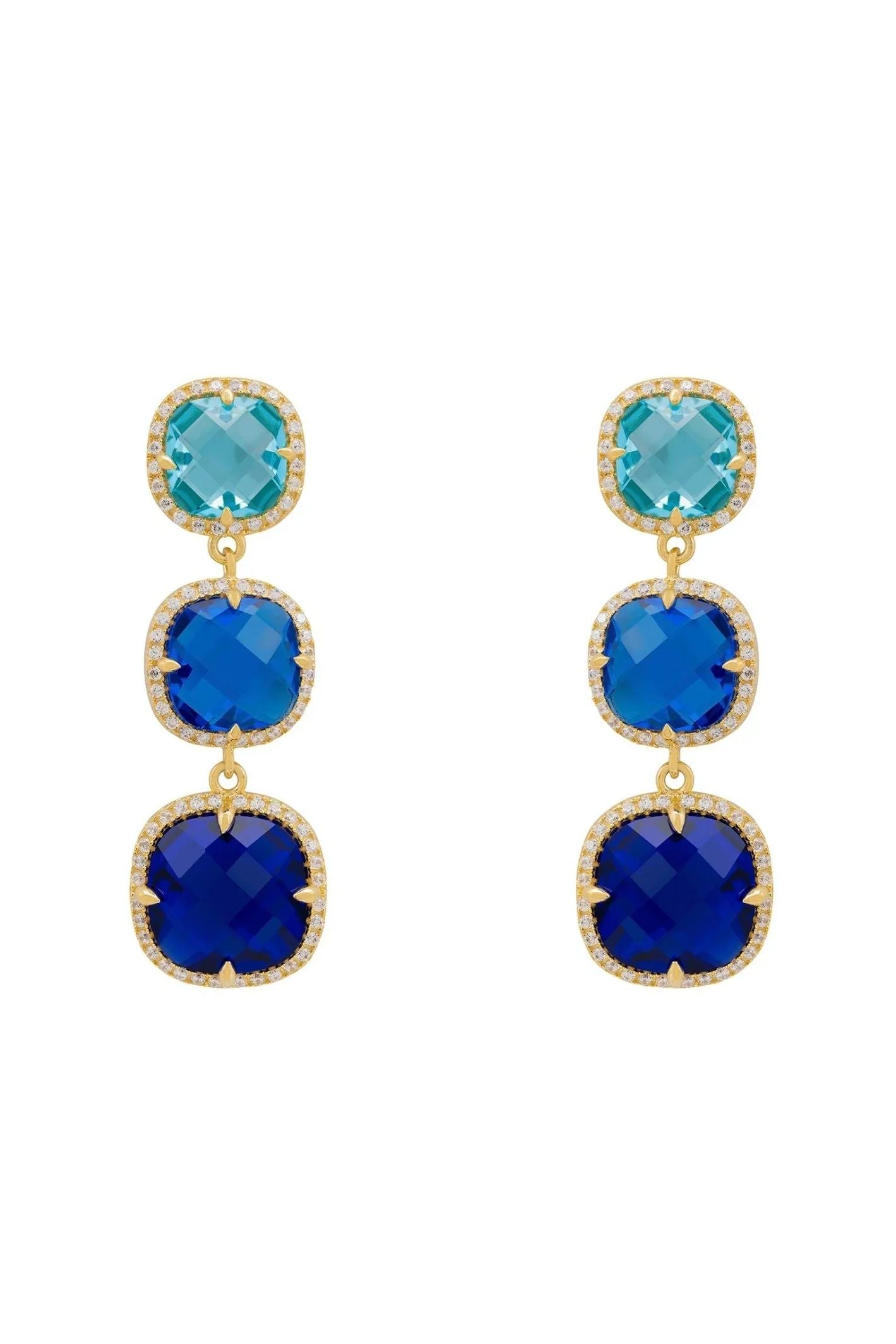Knightsbridge Earrings Gold Blues - LATELITA Earrings