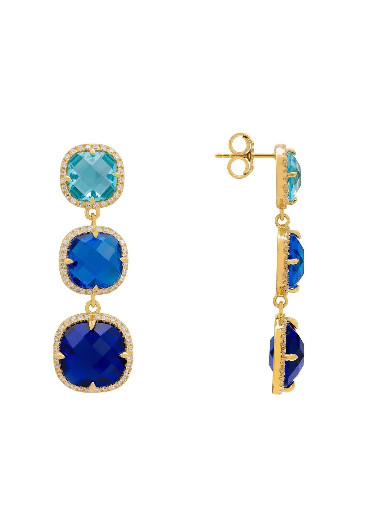 Knightsbridge Earrings Gold Blues - LATELITA Earrings