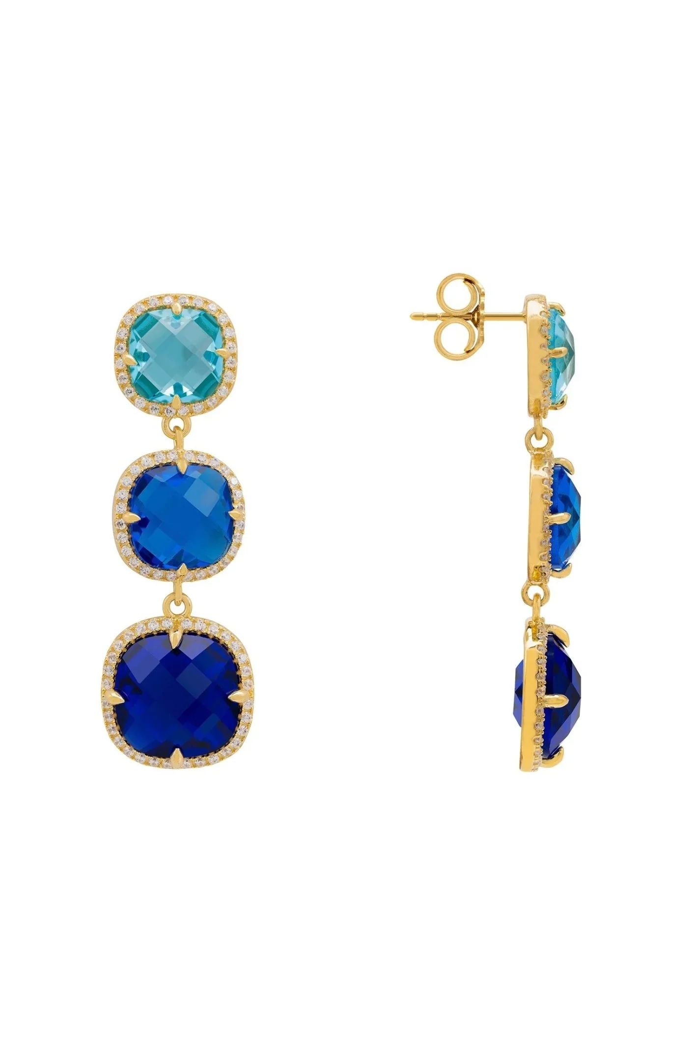 Knightsbridge Earrings Gold Blues - LATELITA Earrings