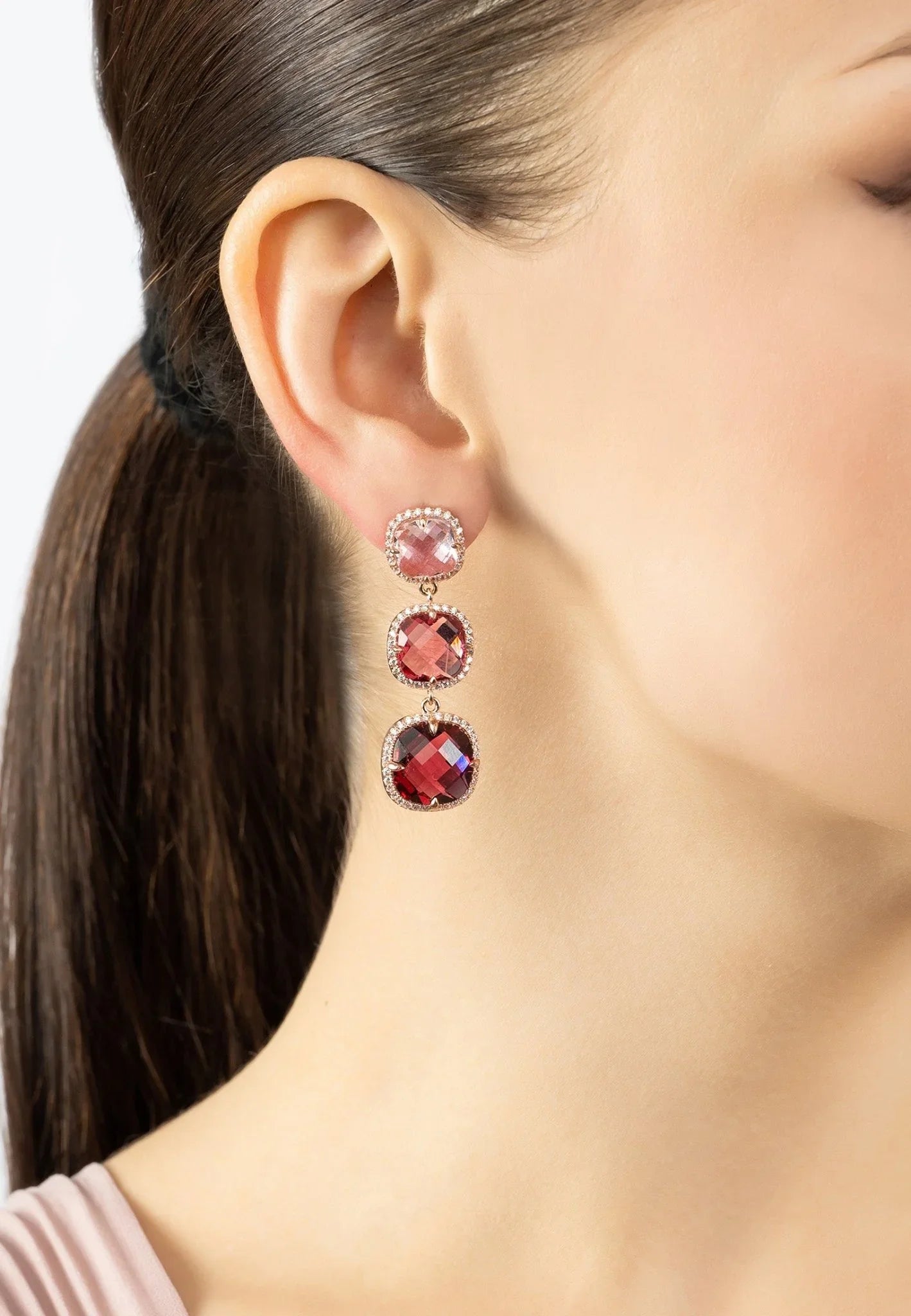 Knightsbridge Earrings Rosegold Pinks - LATELITA Earrings