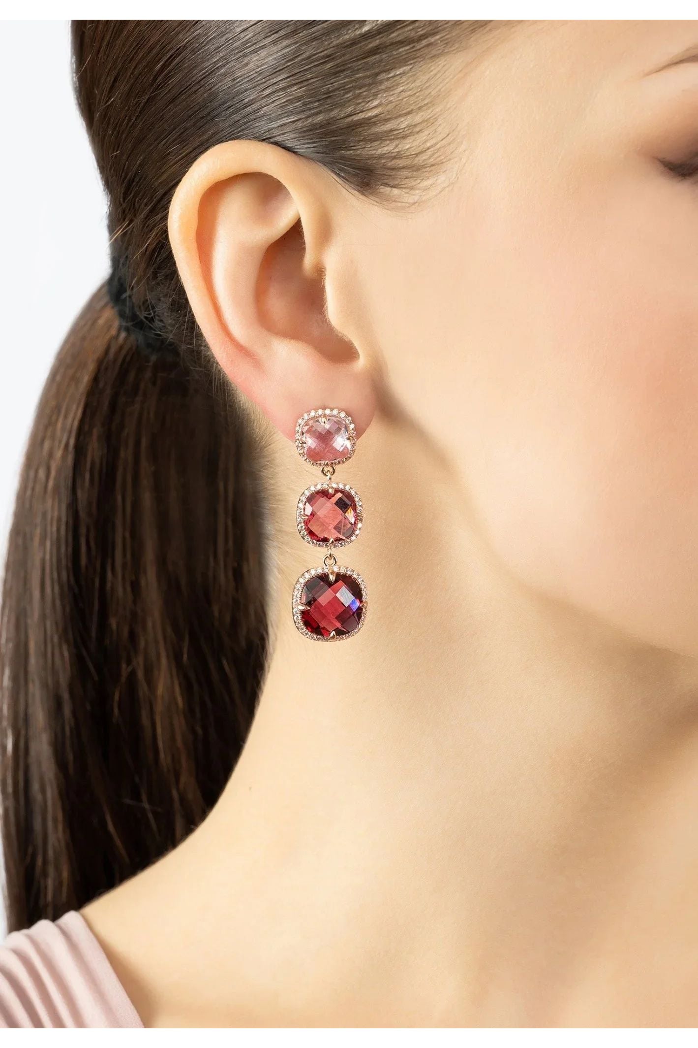 Knightsbridge Earrings Rosegold Pinks - LATELITA Earrings