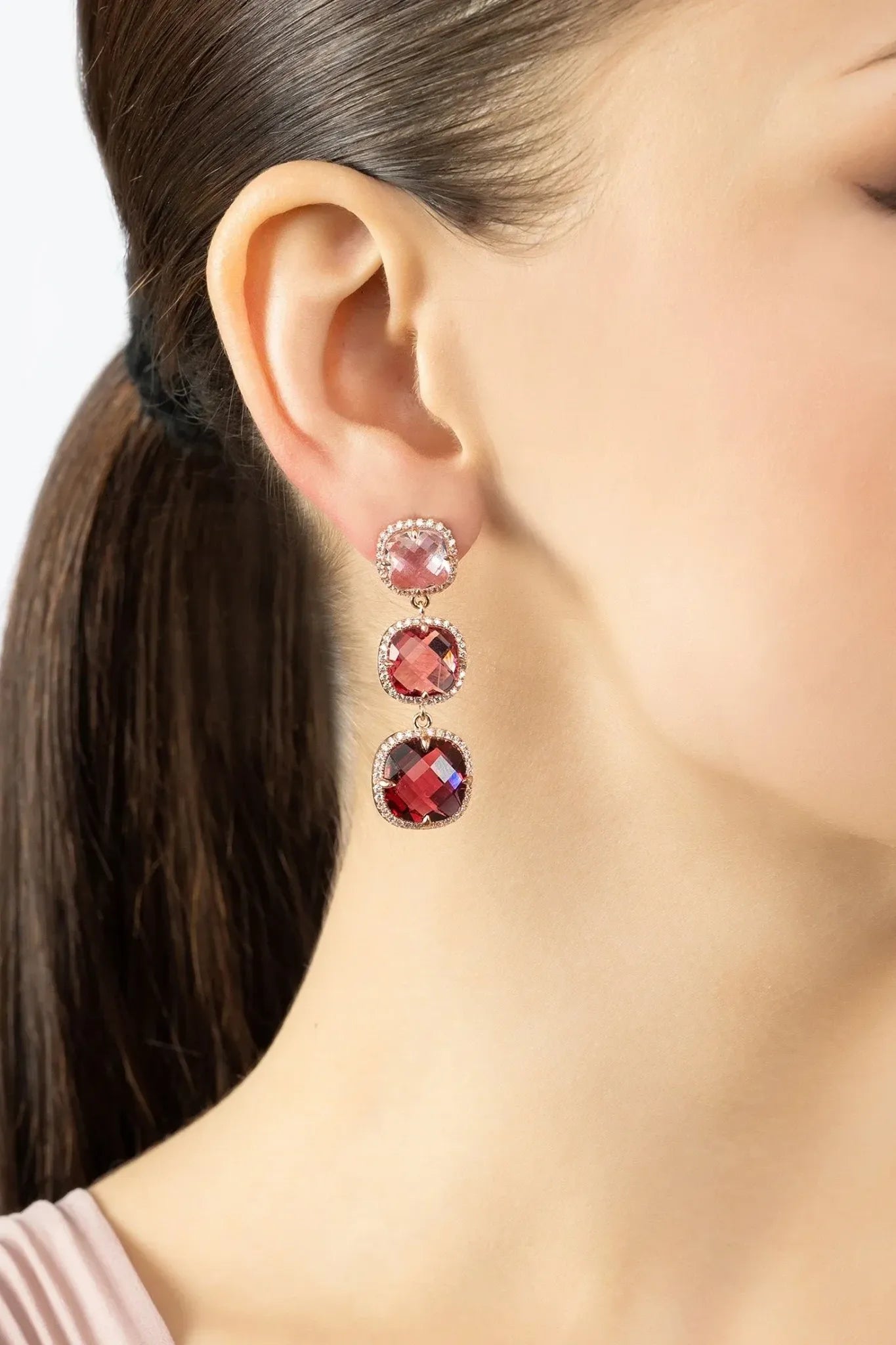 Knightsbridge Earrings Rosegold Pinks - LATELITA Earrings