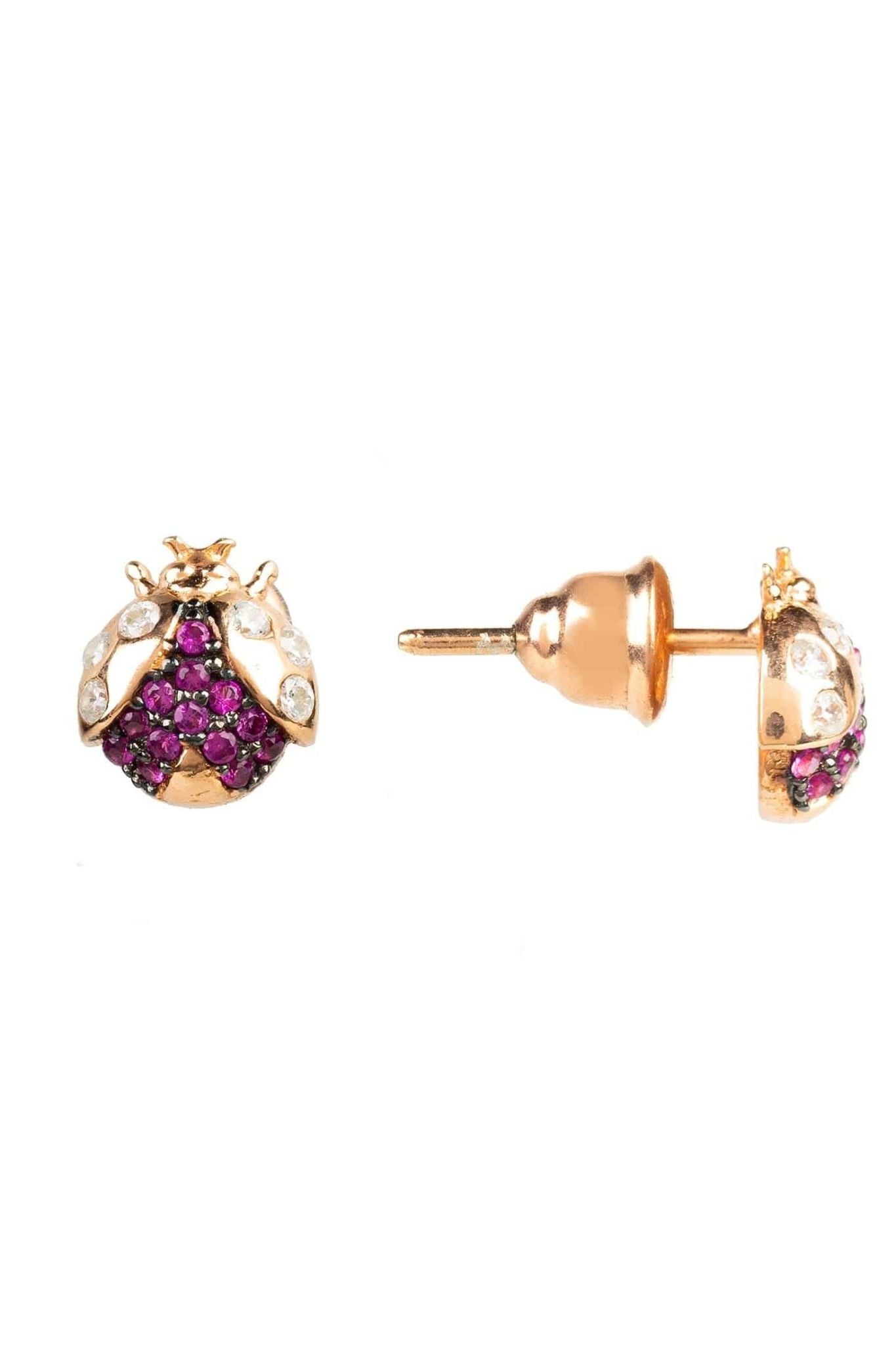 Lady Bug Ladybird Mini Earrings Rosegold - LATELITA Earrings