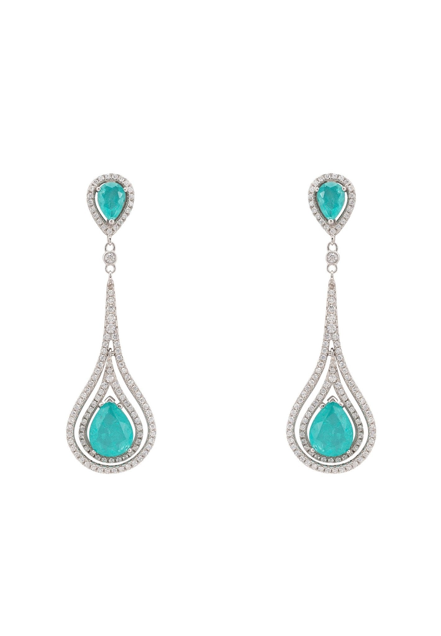 Lady Jane Pendulum Drop Earrings Silver Paraiba Tourmaline