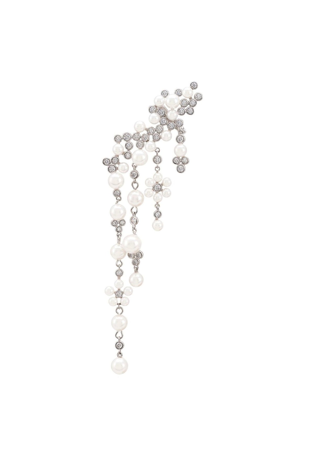 Lambeth Pearl Ear Climber With Droplets Left Ear Silver - LATELITA Earrings