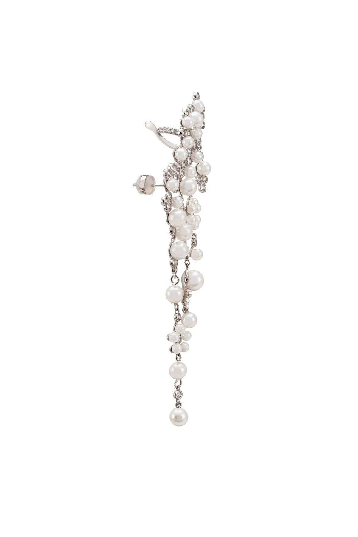 Lambeth Pearl Ear Climber With Droplets Left Ear Silver - LATELITA Earrings