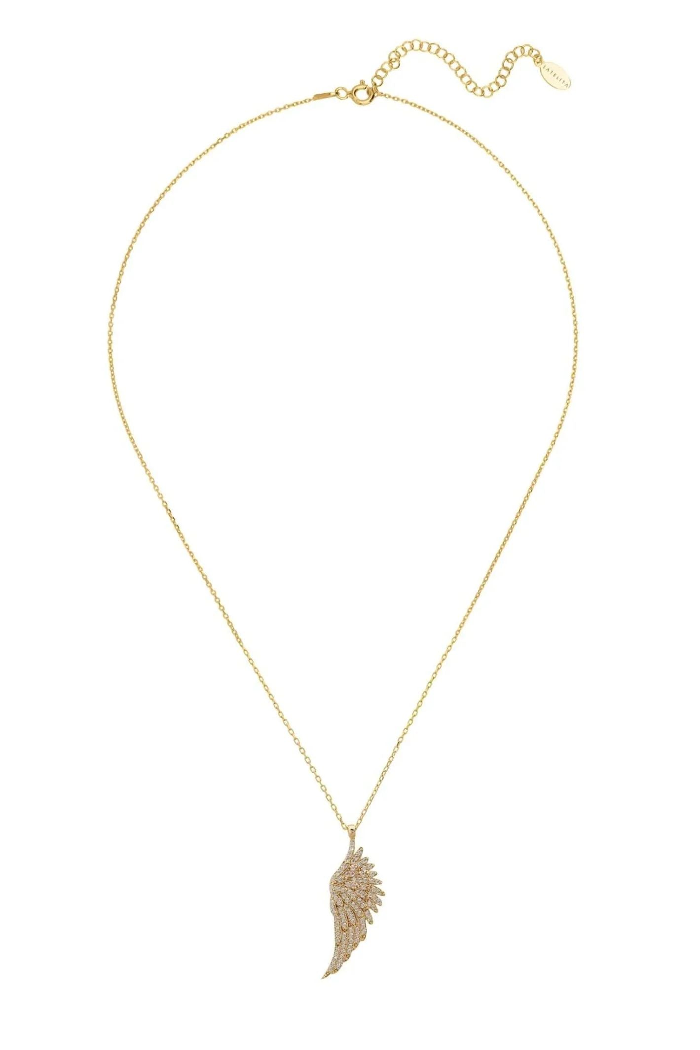 Large Angel Wing Necklace Gold - LATELITA Necklaces