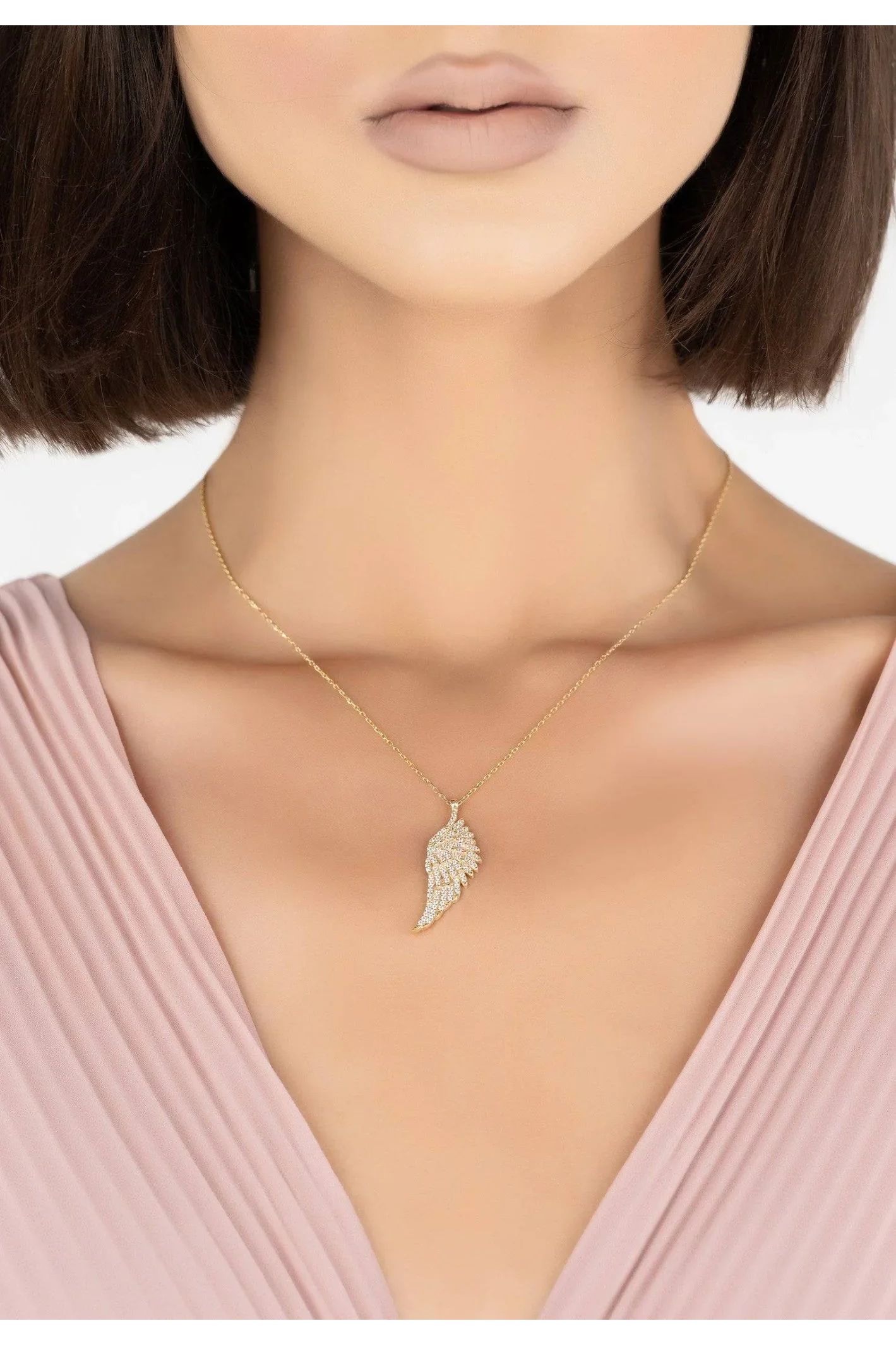 Large Angel Wing Necklace Gold - LATELITA Necklaces