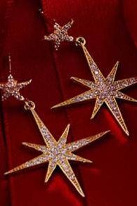 Large Star Burst Drop Earrings Silver - LATELITA Earrings