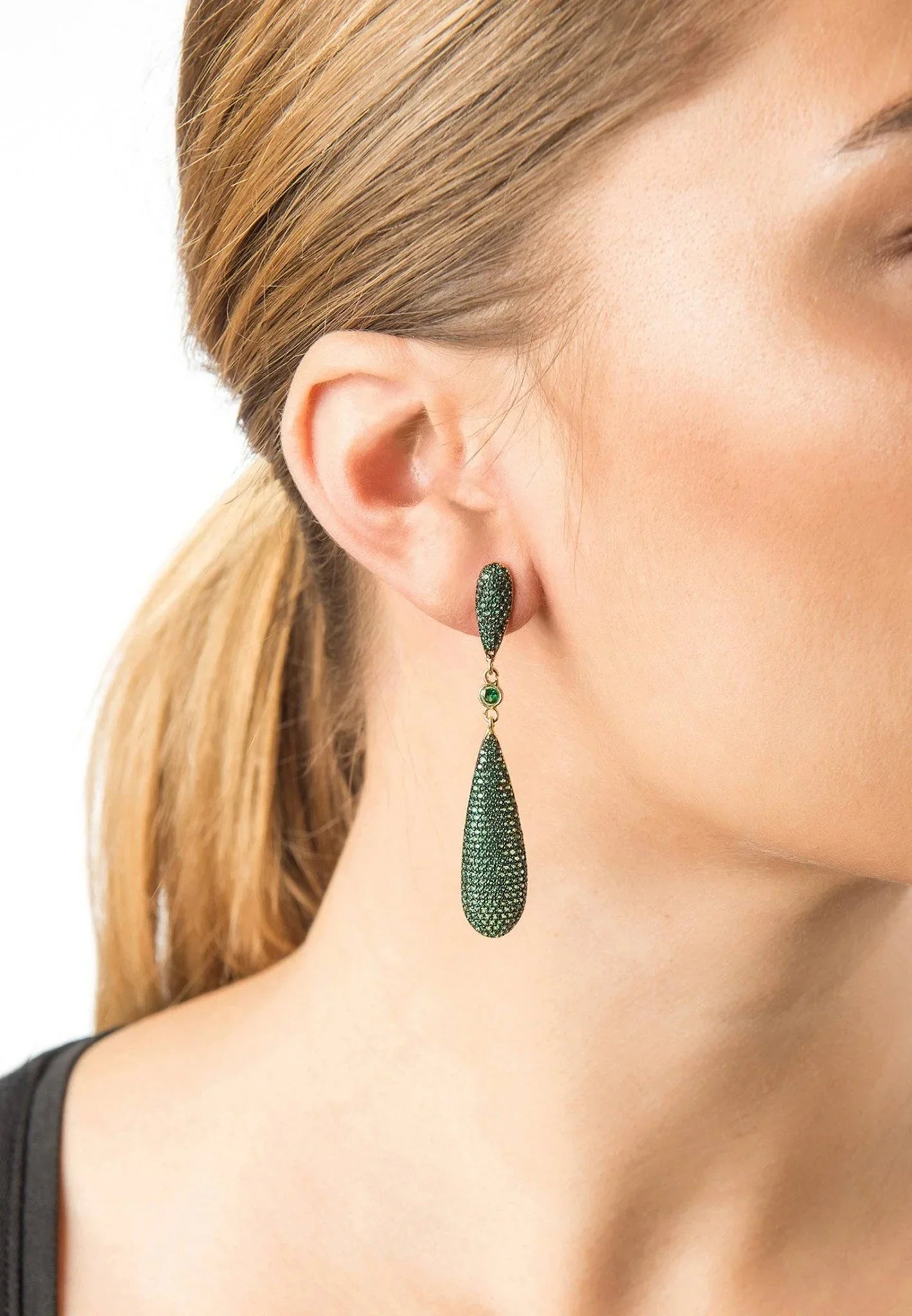 Latelita Long Drop Earrings Emerald Green Cz - LATELITA Earrings