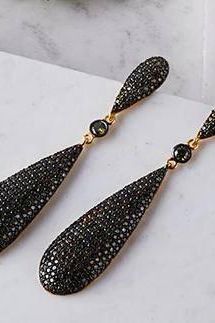 Latelita Long Drop Earrings Emerald Green Cz - LATELITA Earrings