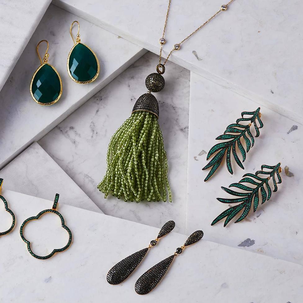 Latelita Long Drop Earrings Emerald Green Cz - LATELITA Earrings