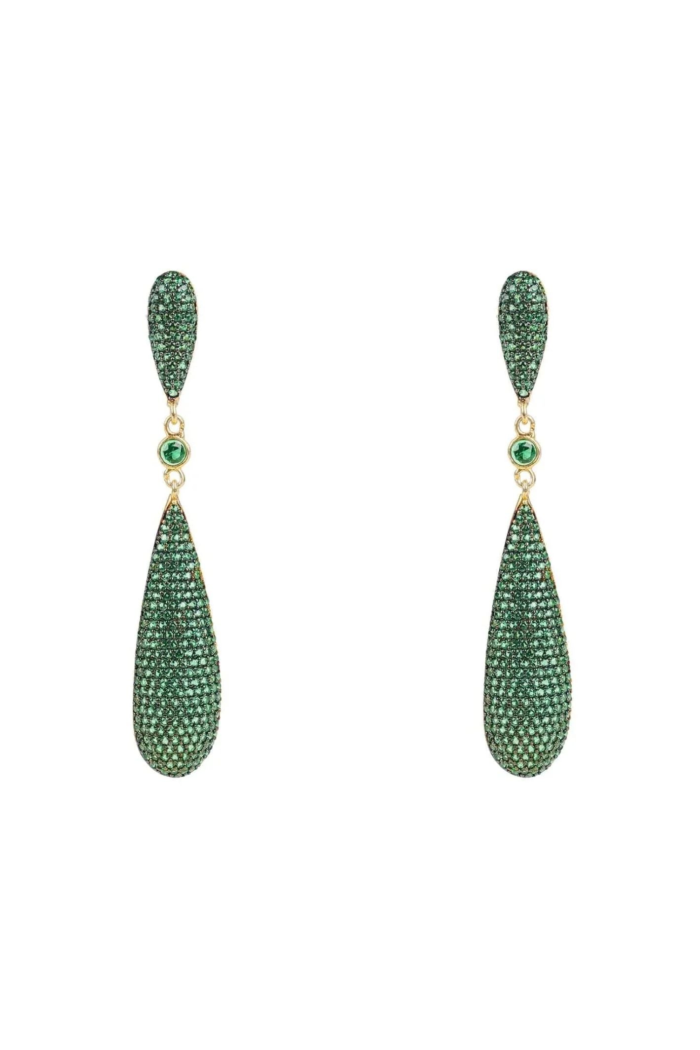 Latelita Long Drop Earrings Emerald Green Cz - LATELITA Earrings