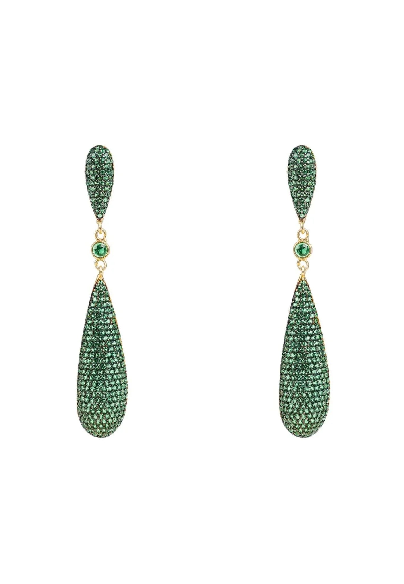 Latelita Long Drop Earrings Emerald Green Cz - LATELITA Earrings